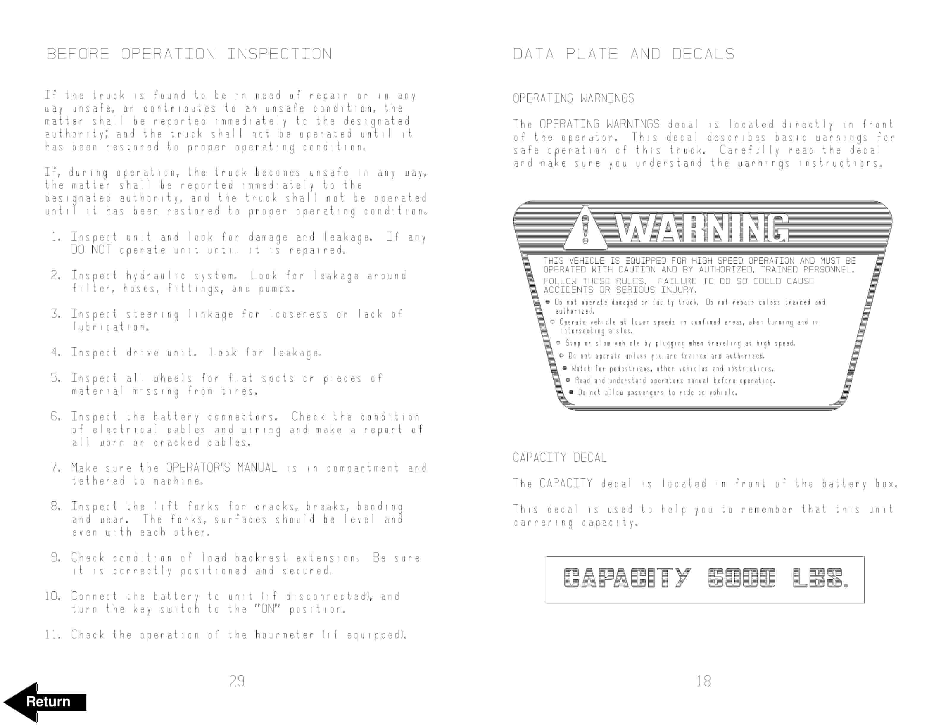 BT PE60W Warehouser Electric Low Lift Truck Operator Manual 300407-000 4 BT PE60W Warehouser Electric Low Lift Truck Operator Manual 300407-000 - Image 4