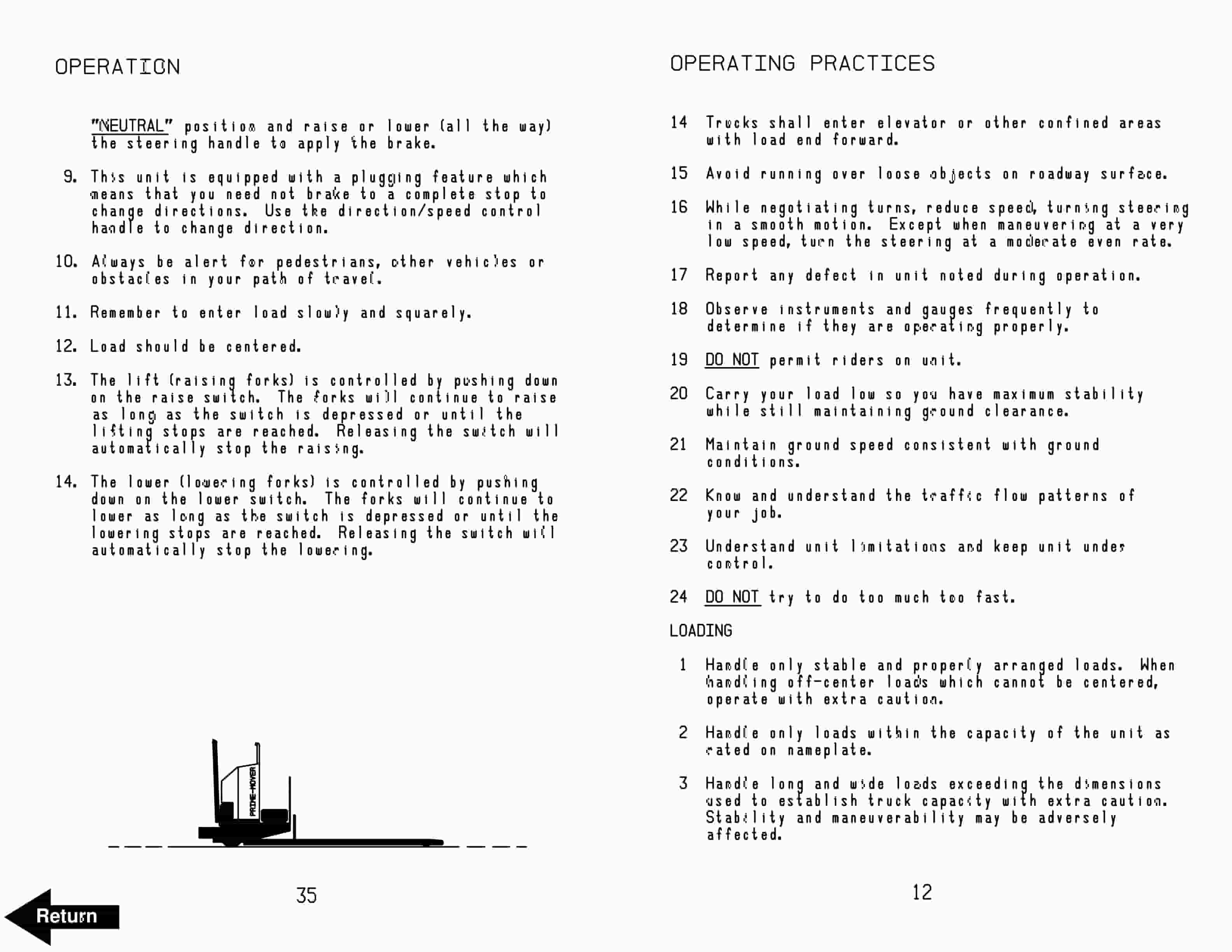 Alternative view of BT PE60W Warehouser Electric Low Lift Truck Operator Manual 300690-000