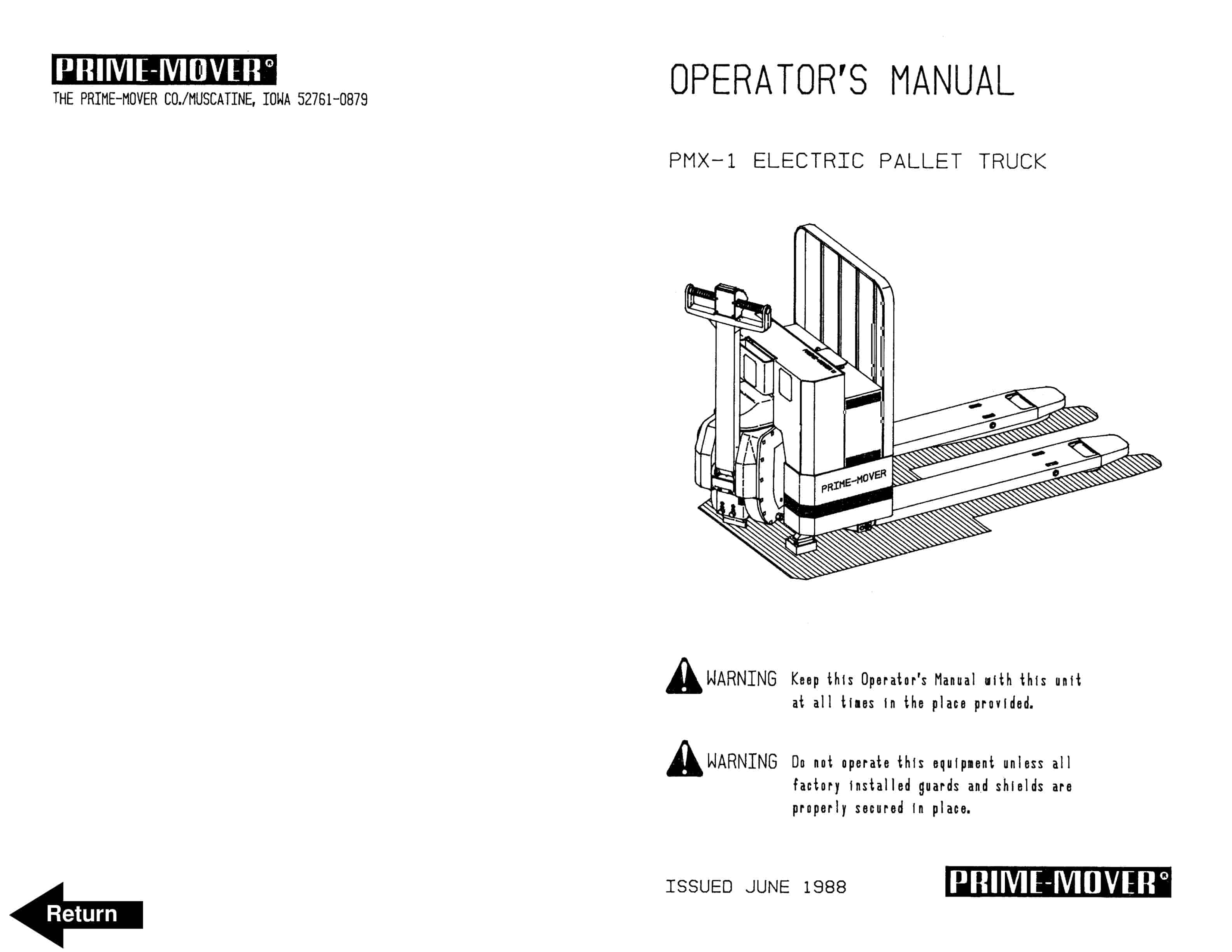 BT PMX-1 Electric Pallet Truck Operator Manual 310520-000