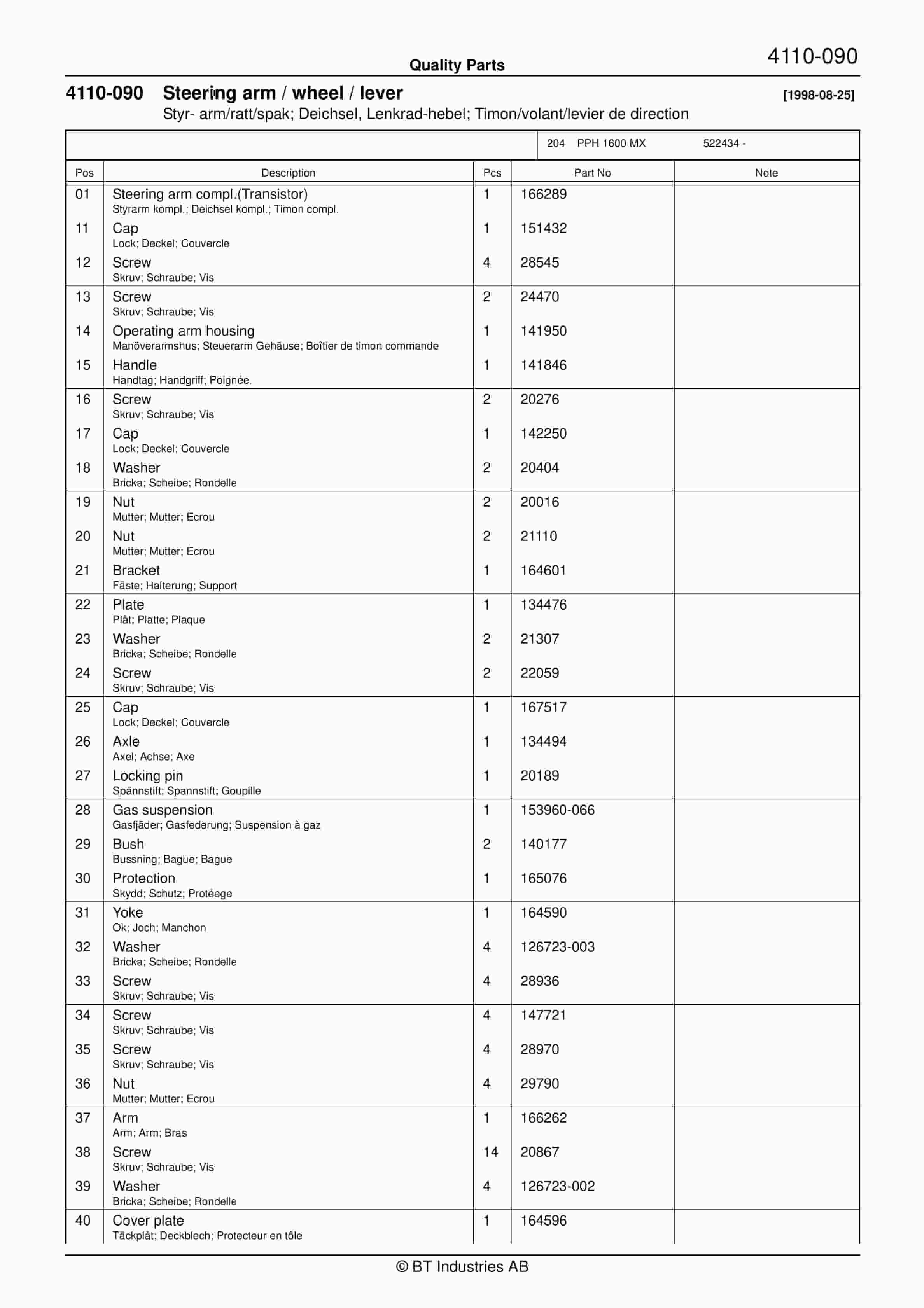BT PPH 1600 MX - C000203-1 - C011211-9 Quality Parts 846835 2 BT PPH 1600 MX - C000203-1 - C011211-9 Quality Parts 846835 - Image 2