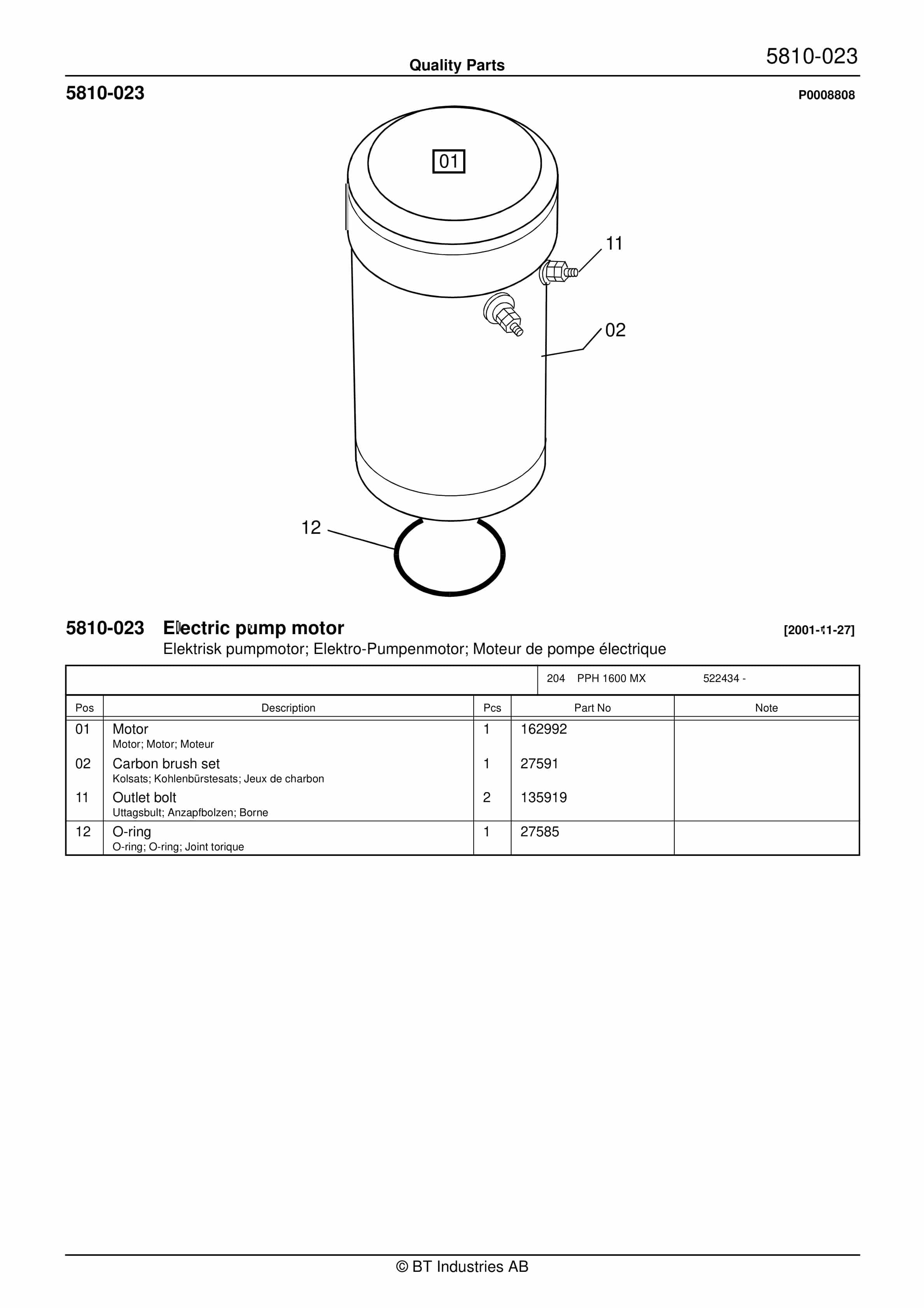 BT PPH 1600 MX - C000203-1 - C011211-9 Quality Parts 846835 4 BT PPH 1600 MX - C000203-1 - C011211-9 Quality Parts 846835 - Image 4