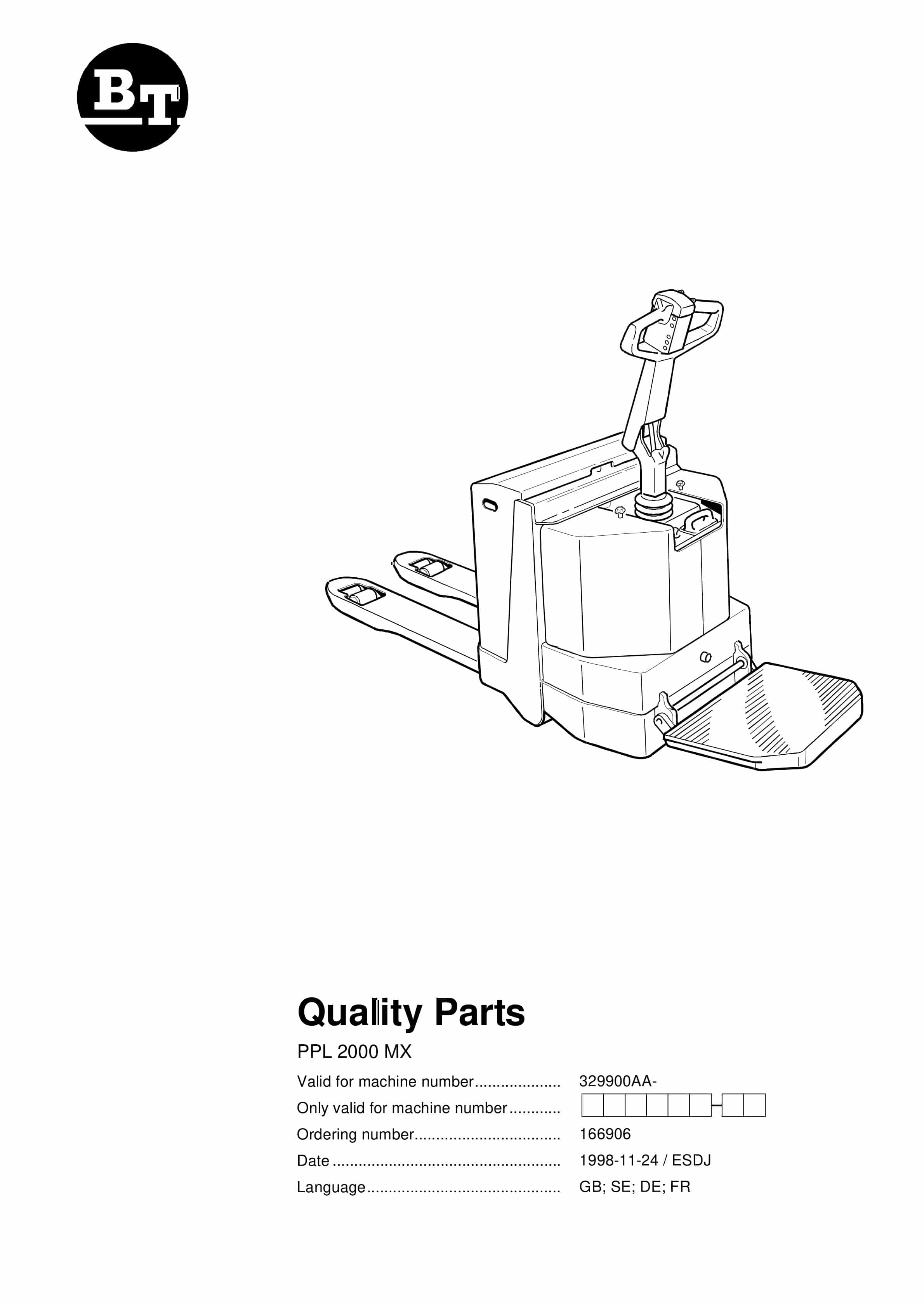 BT PPL 2000 MX Quality Parts 166906 1 BT PPL 2000 MX Quality Parts 166906