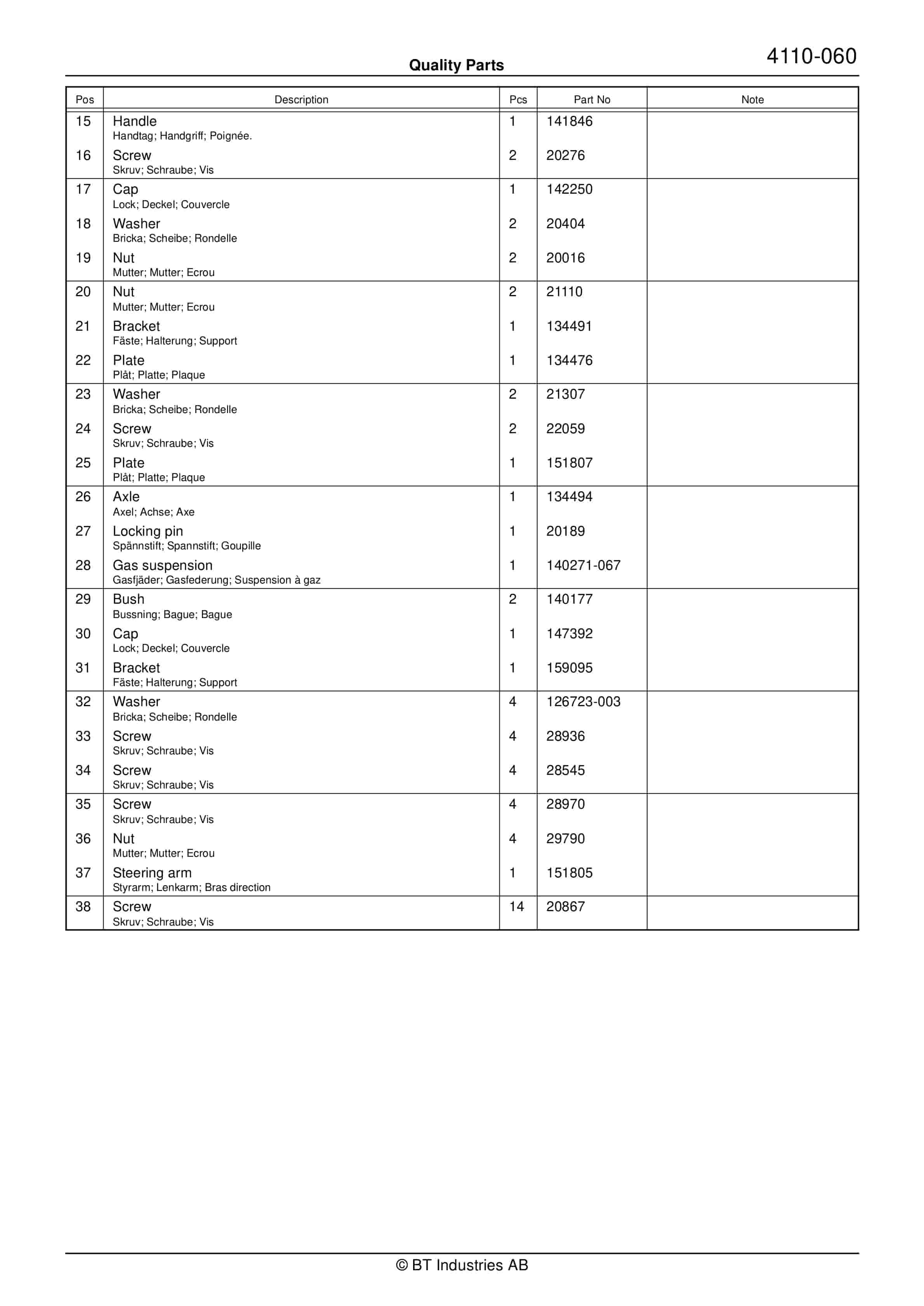 BT PPO 1500 MX Quality Parts 169994 2 BT PPO 1500 MX Quality Parts 169994 - Image 2