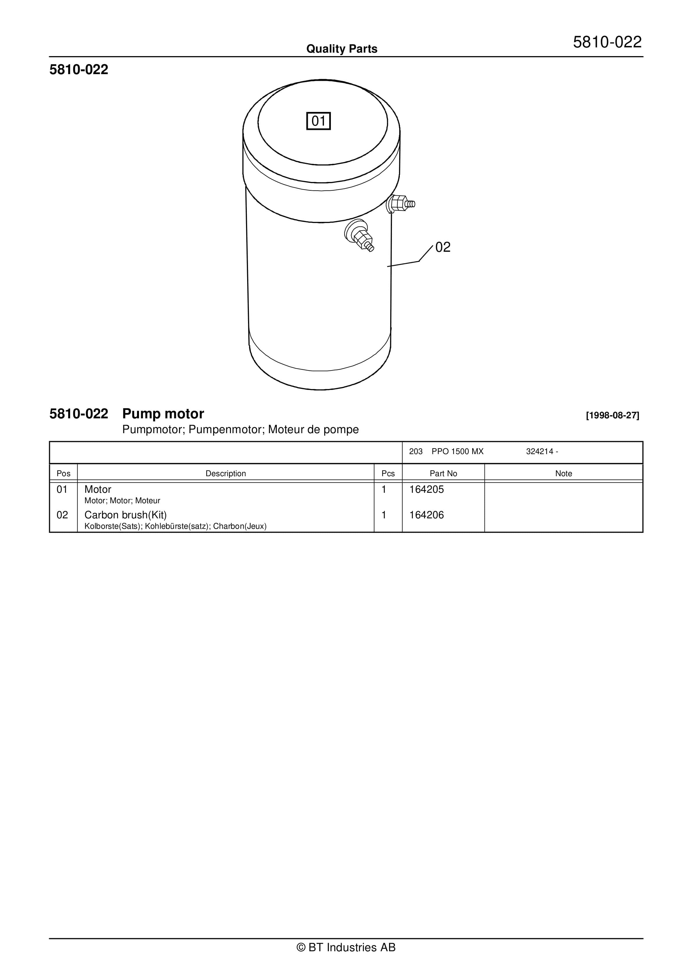 BT PPO 1500 MX Quality Parts 169994 5 BT PPO 1500 MX Quality Parts 169994 - Image 5