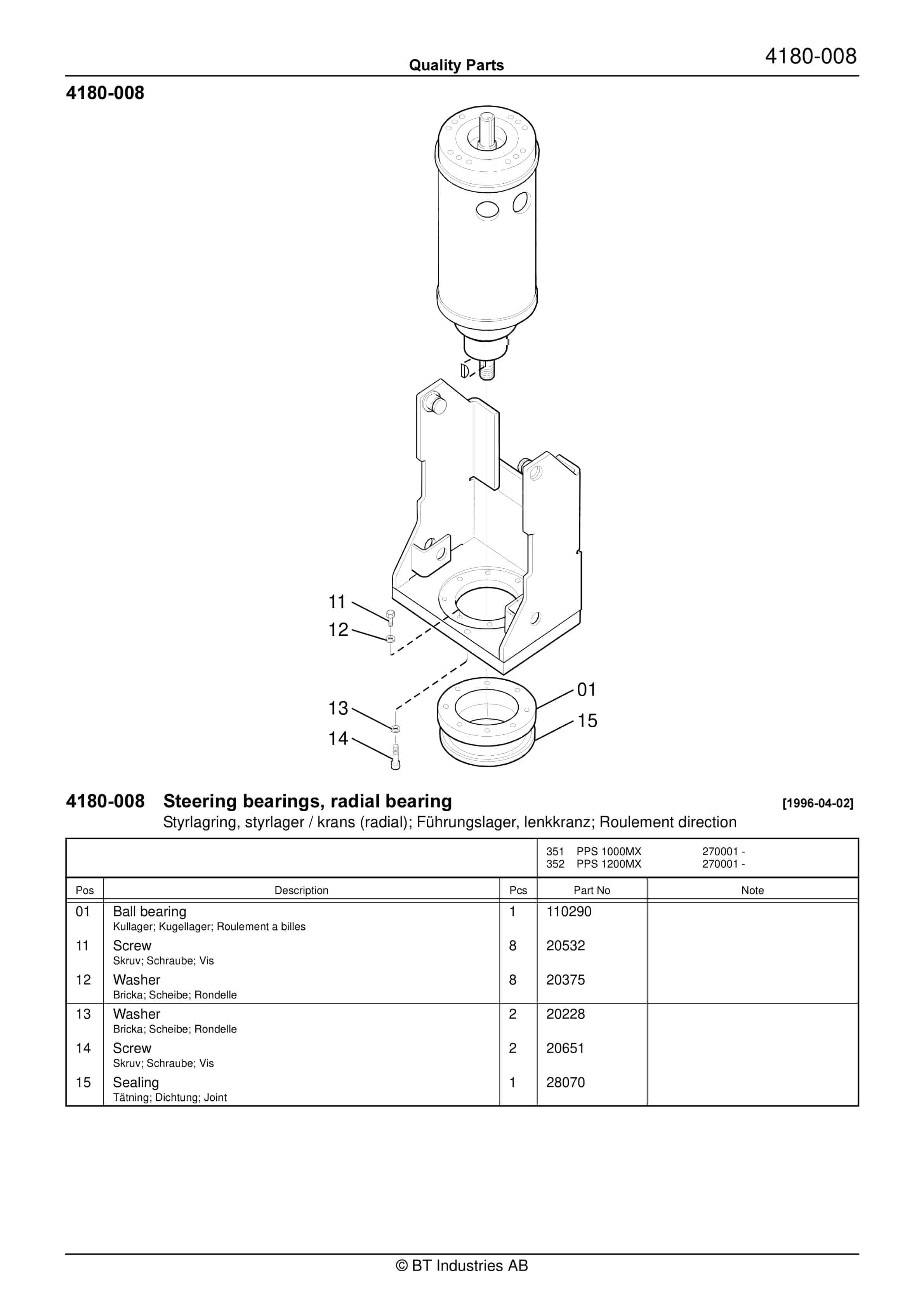 BT PPS 1000MX, PPS 1200MX Quality Parts 161977 2 BT PPS 1000MX, PPS 1200MX Quality Parts 161977 - Image 2