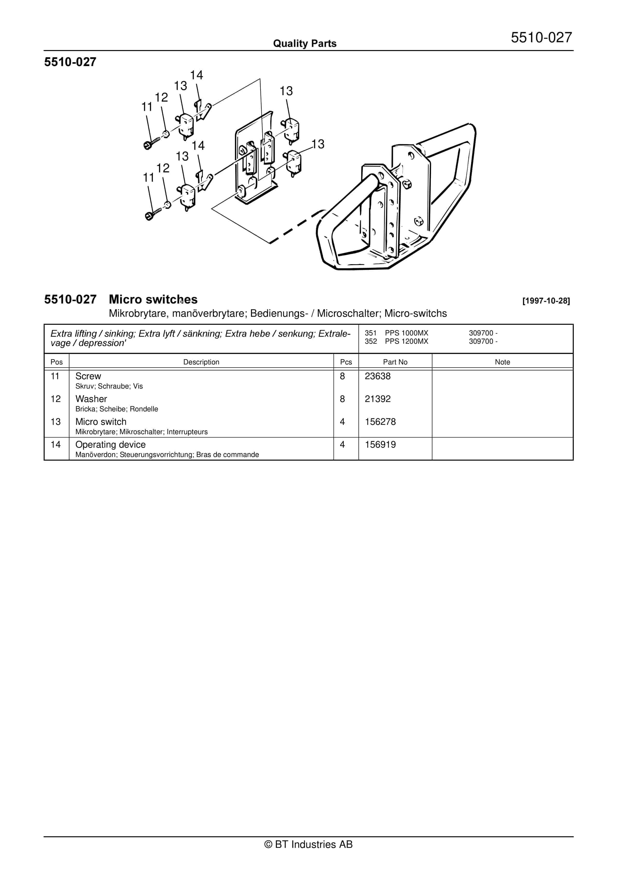 BT PPS 1000MX, PPS 1200MX Quality Parts 161977 3 BT PPS 1000MX, PPS 1200MX Quality Parts 161977 - Image 3