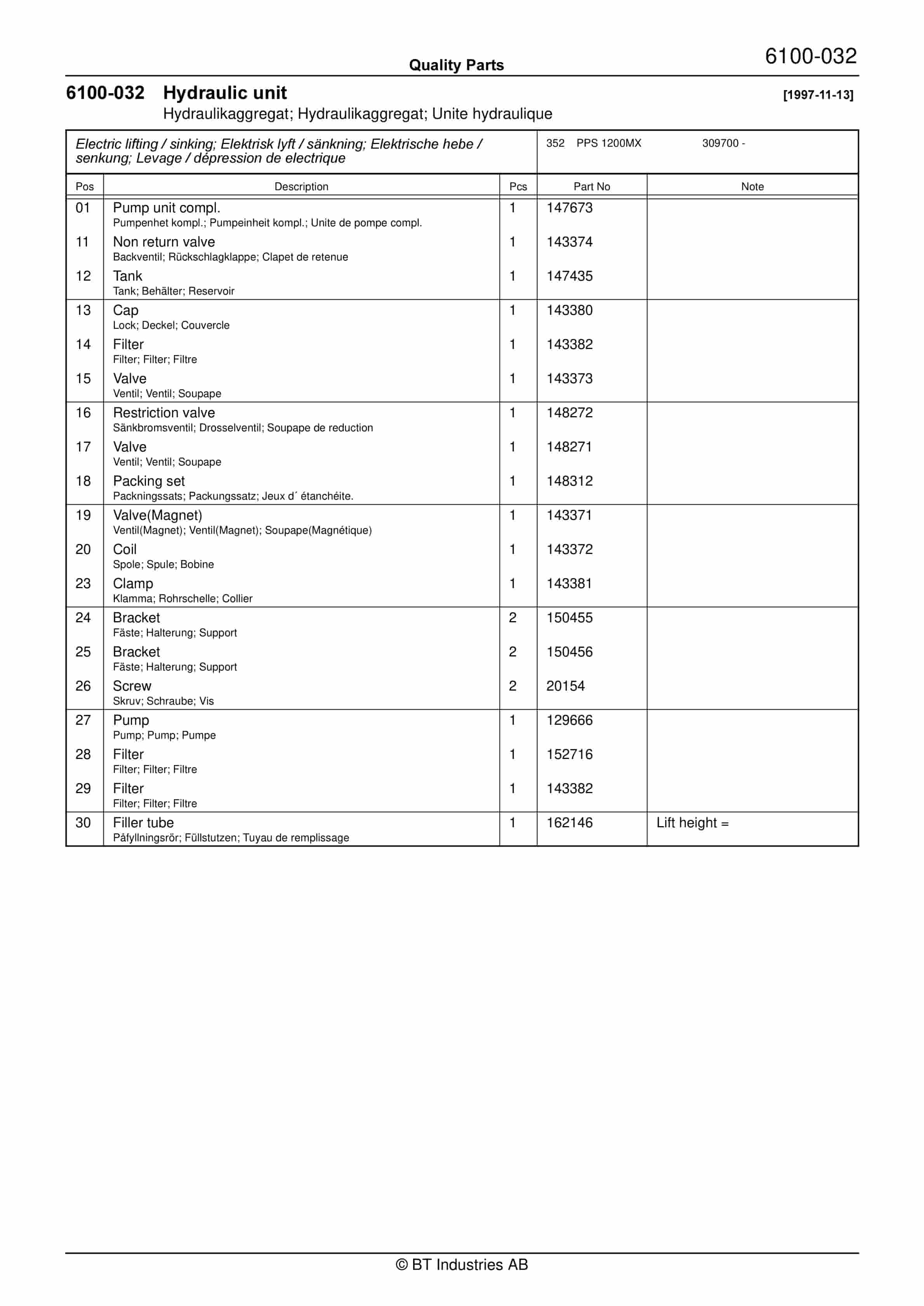 BT PPS 1000MX, PPS 1200MX Quality Parts 161977 4 BT PPS 1000MX, PPS 1200MX Quality Parts 161977 - Image 4