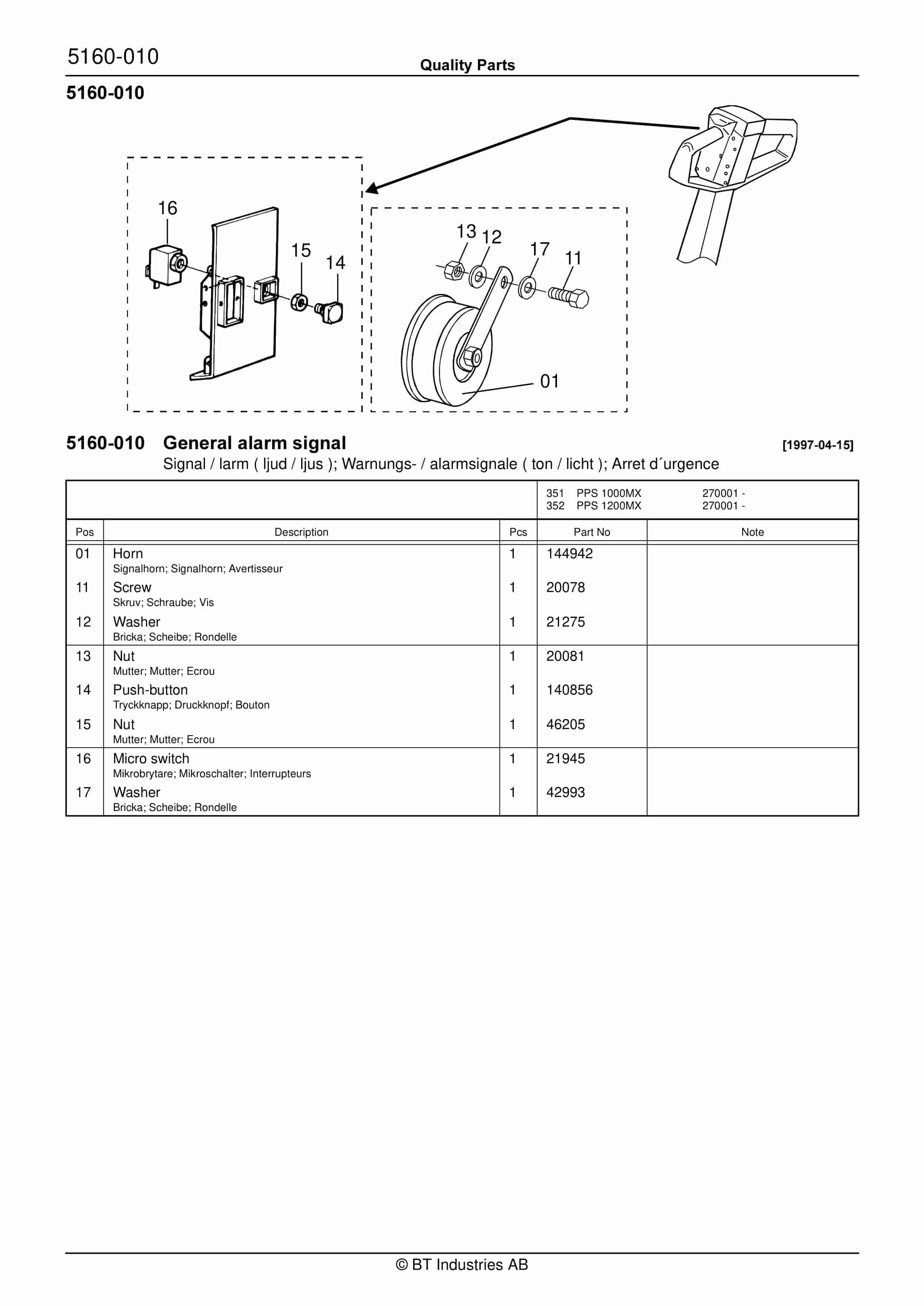 BT PPS 1000MX, PPS 1200MX Quality Parts 163528 2 BT PPS 1000MX, PPS 1200MX Quality Parts 163528 - Image 2