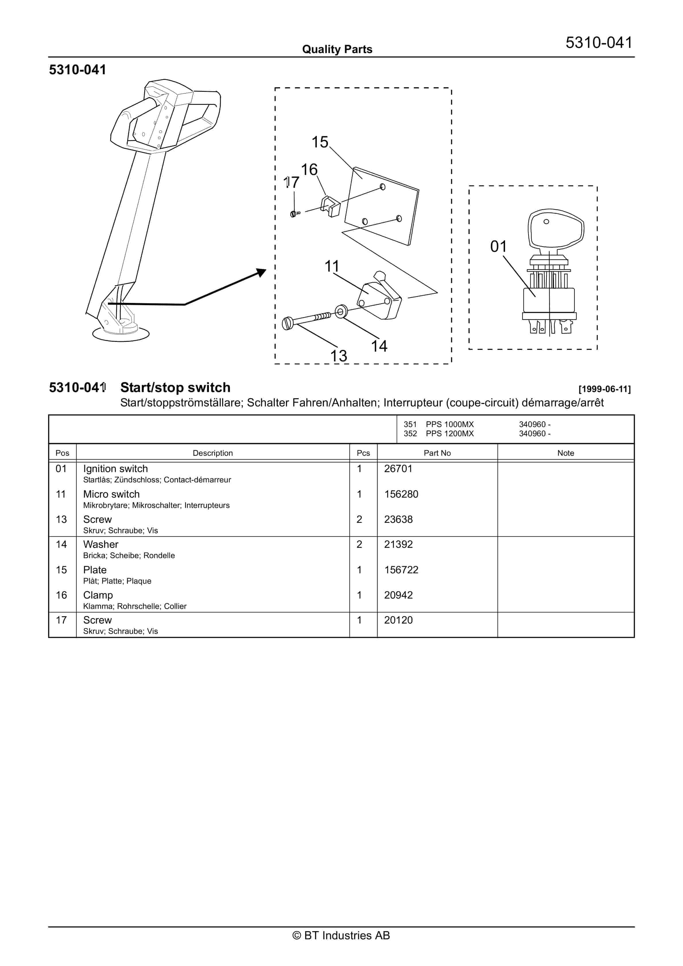 BT PPS 1000MX, PPS 1200MX Quality Parts 177331 2 BT PPS 1000MX, PPS 1200MX Quality Parts 177331 - Image 2