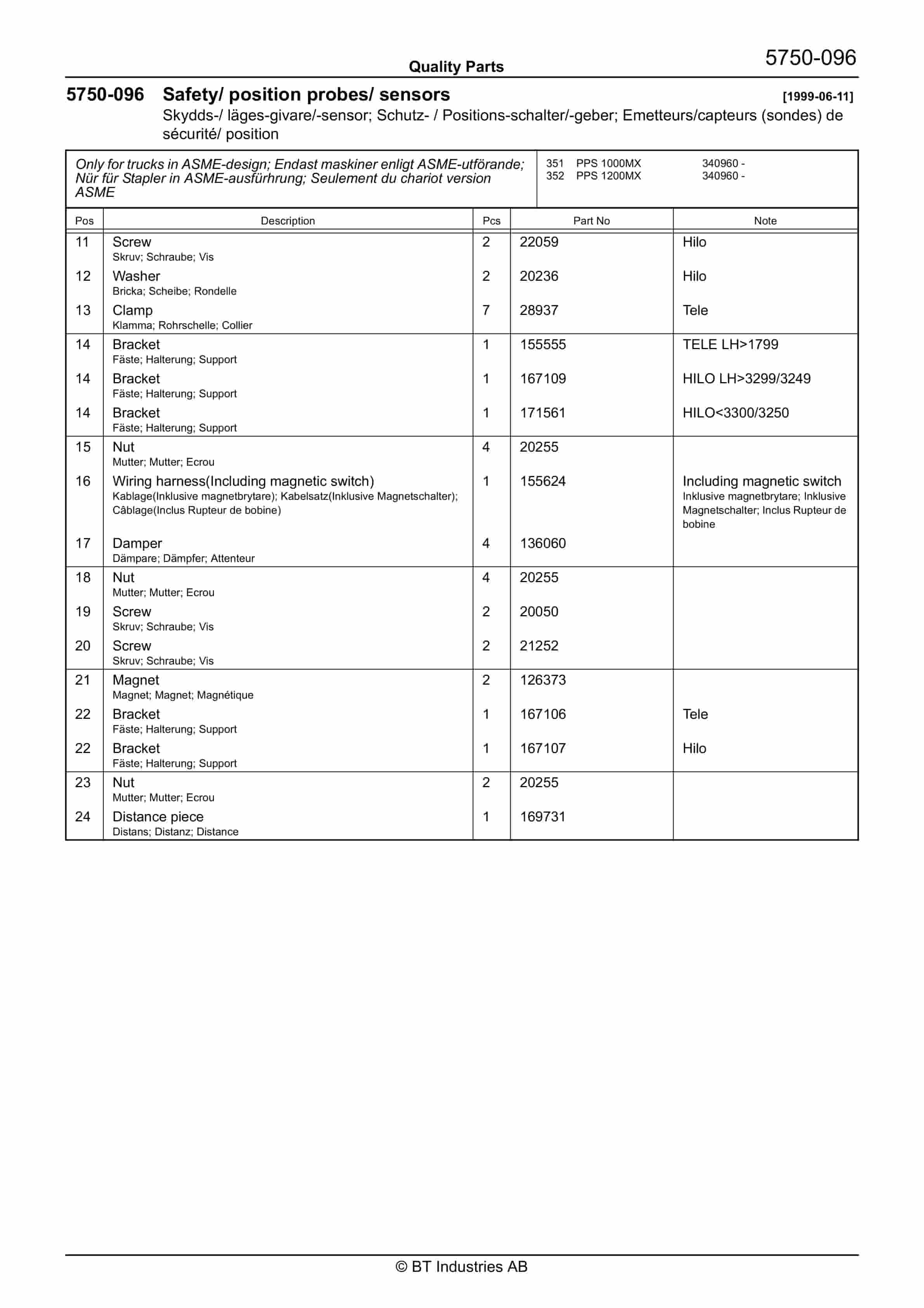 BT PPS 1000MX, PPS 1200MX Quality Parts 177331 3 BT PPS 1000MX, PPS 1200MX Quality Parts 177331 - Image 3