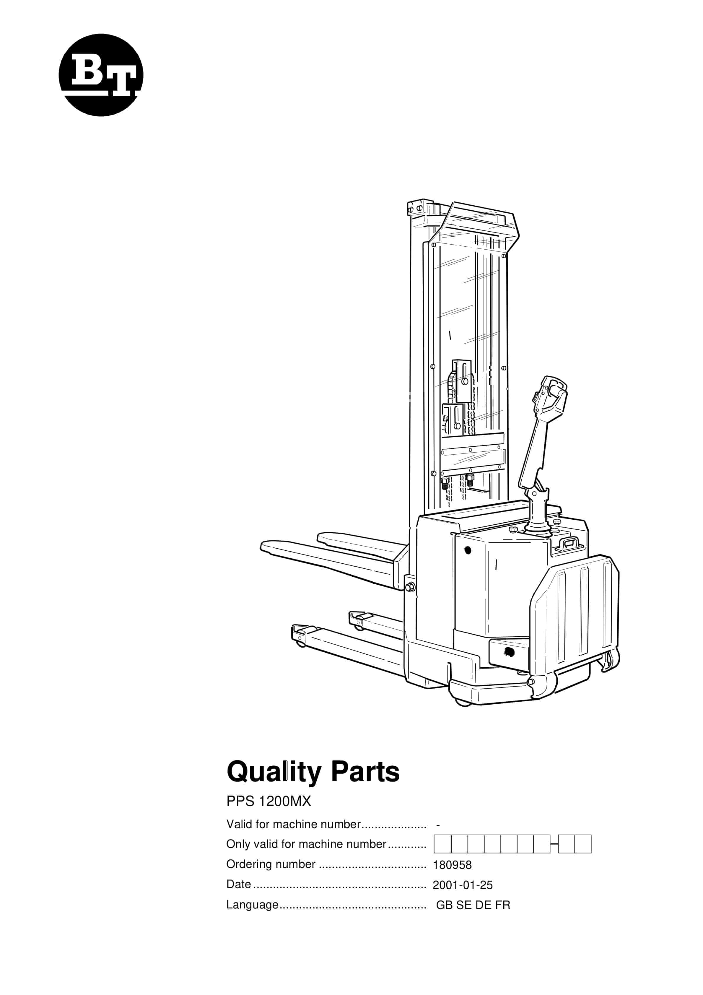BT PPS 1200MX Quality Parts 180958 1 BT PPS 1200MX Quality Parts 180958