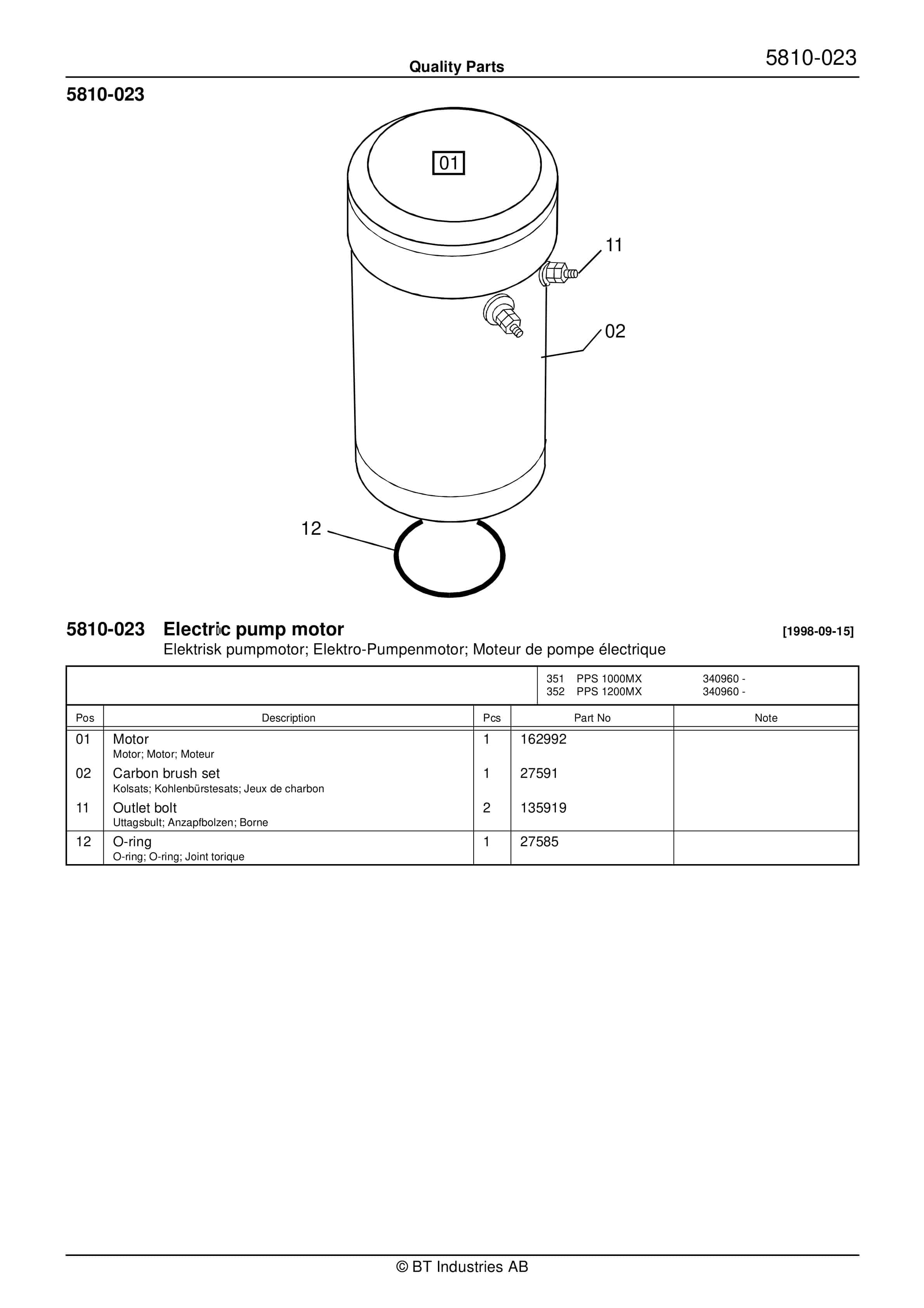 BT PPS 1200MX Quality Parts 180958 4 BT PPS 1200MX Quality Parts 180958 - Image 4