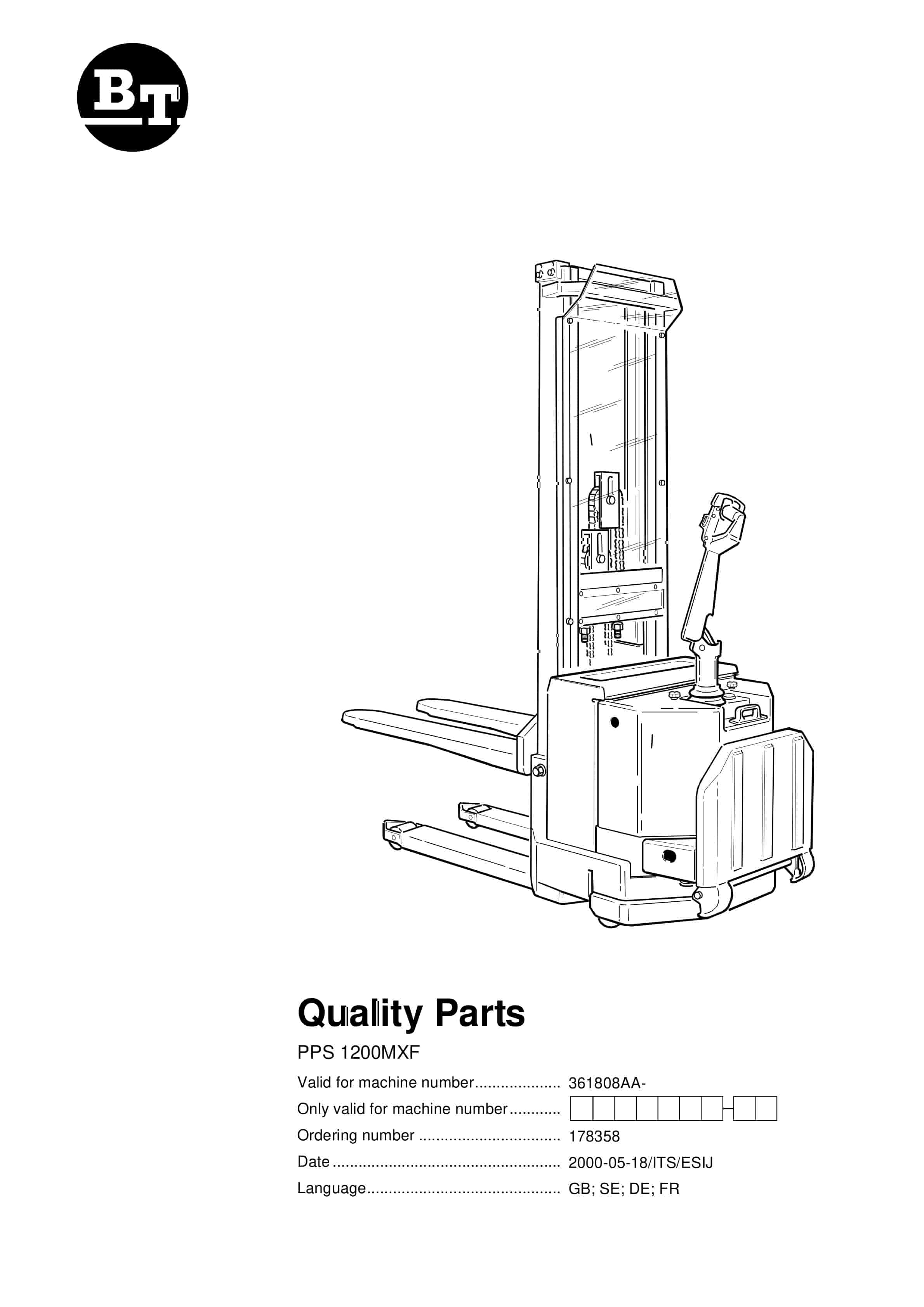 BT PPS 1200MXF Quality Parts 178358 1 BT PPS 1200MXF Quality Parts 178358