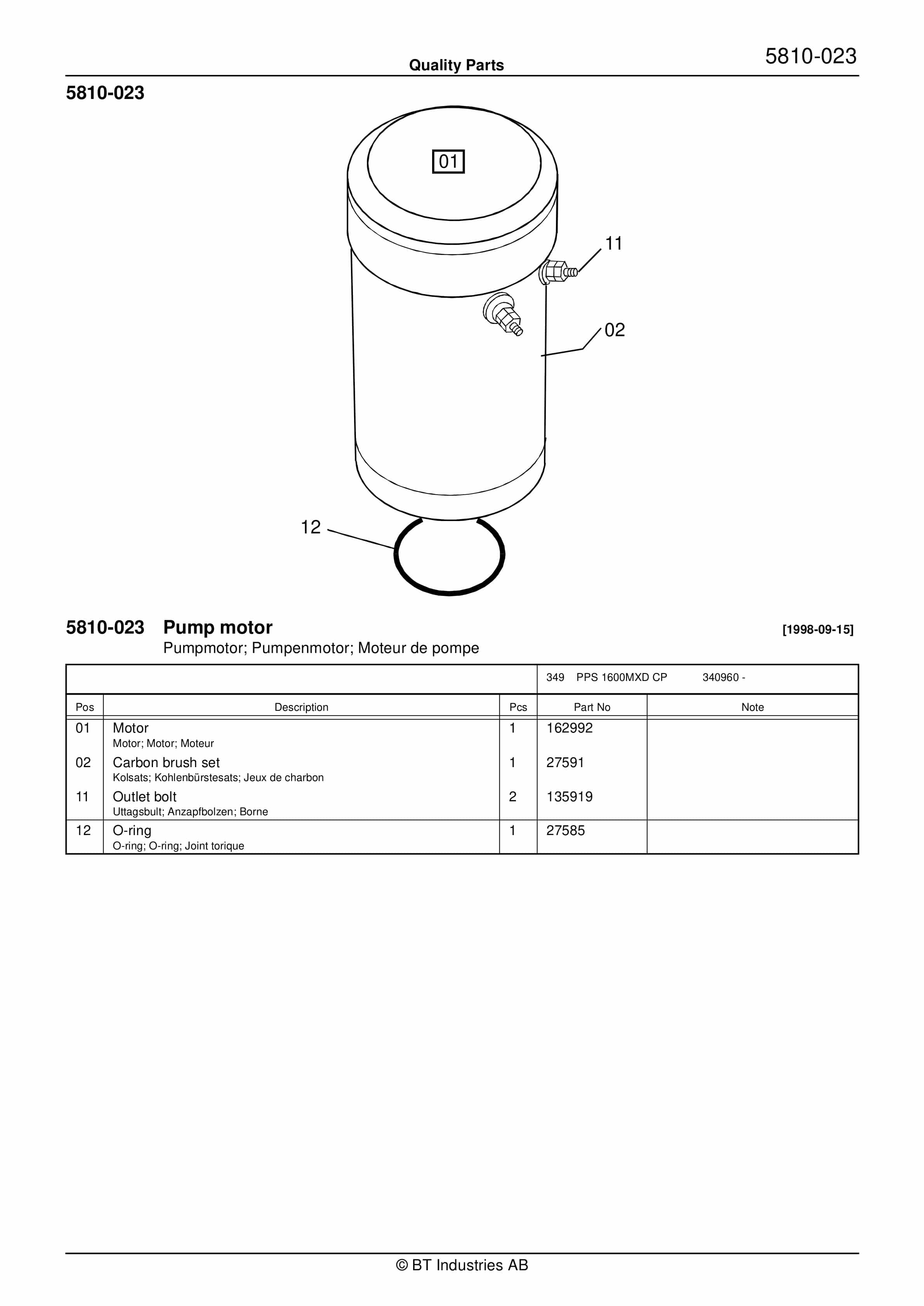 BT PPS 1600MXD CP Quality Parts 171357 4 BT PPS 1600MXD CP Quality Parts 171357 - Image 4