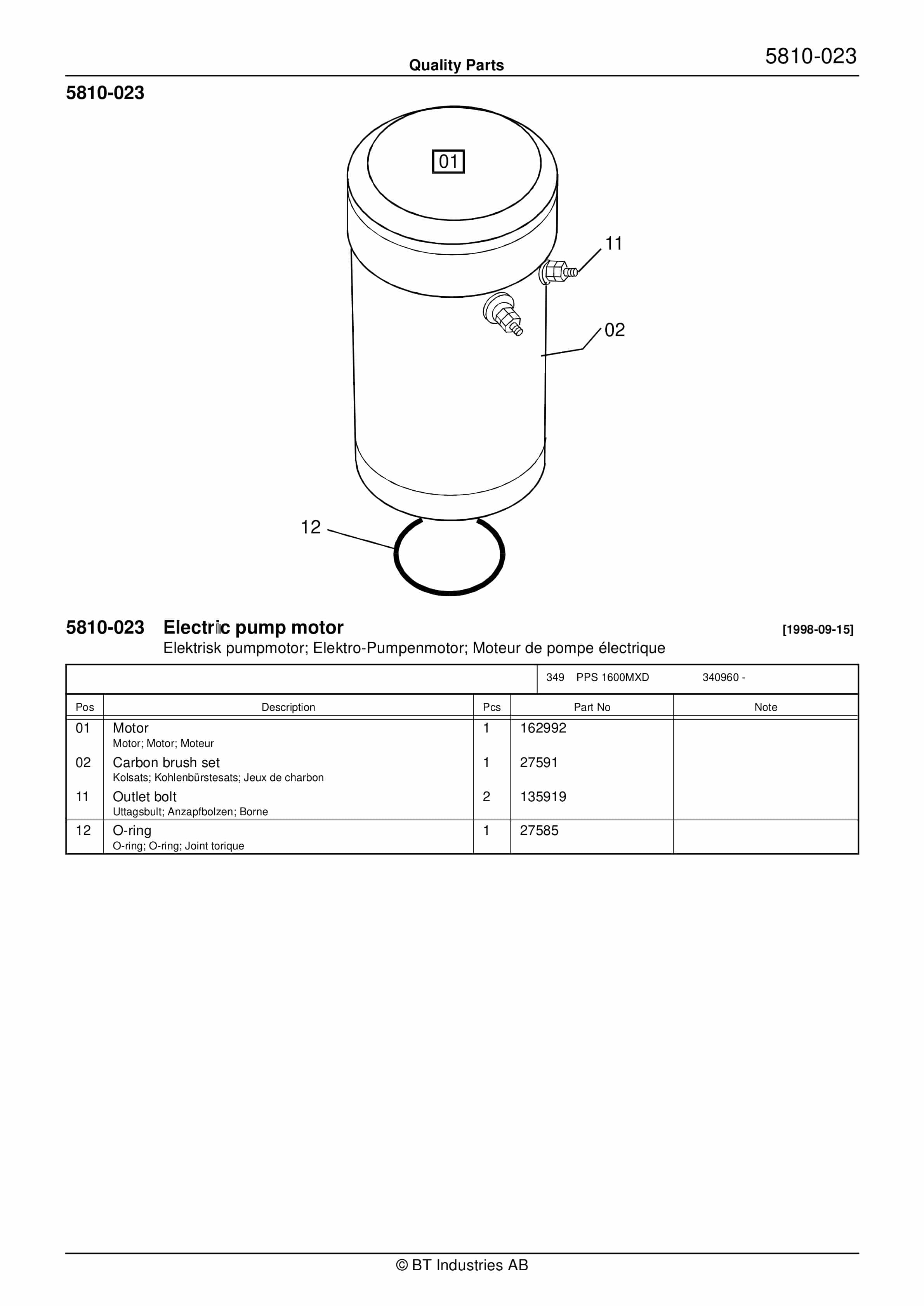 BT PPS 1600MXD Quality Parts 174371 4 BT PPS 1600MXD Quality Parts 174371 - Image 4