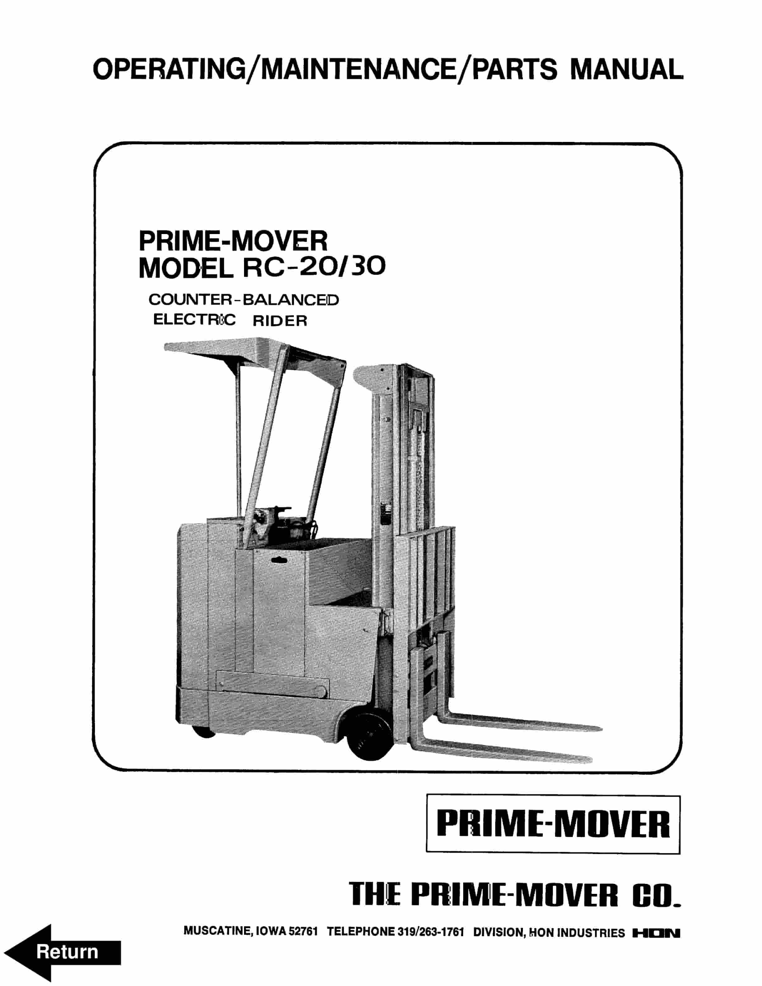 BT RC-20, RC-30 Counterbalanced Electric Rider Operating - Maintenance - Parts Manual 310665-000 1 BT RC-20, RC-30 Counterbalanced Electric Rider Operating - Maintenance - Parts Manual 310665-000