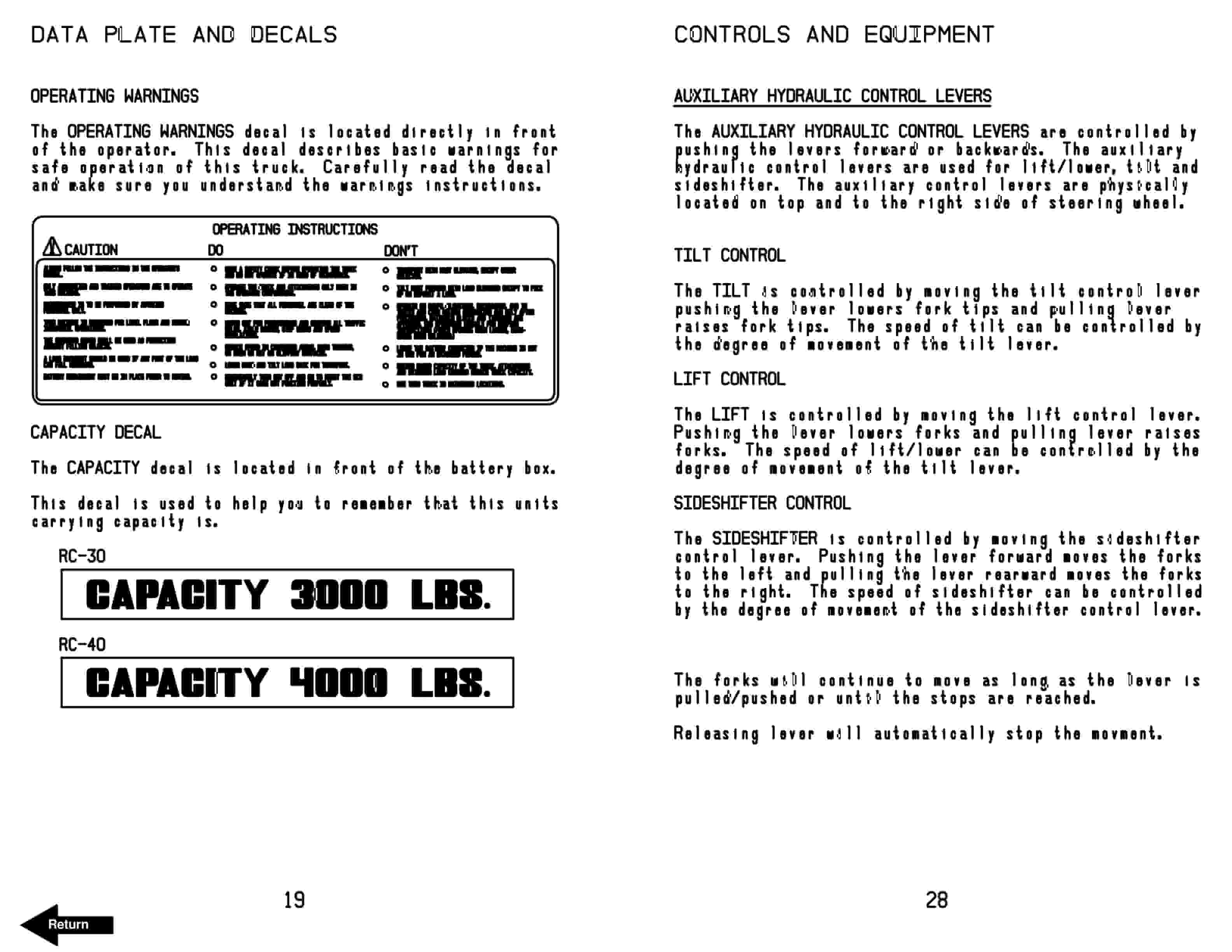 BT RC-30, RC-40 Electric Counterbalanced Rider Truck Operator Manual 300273-000-5