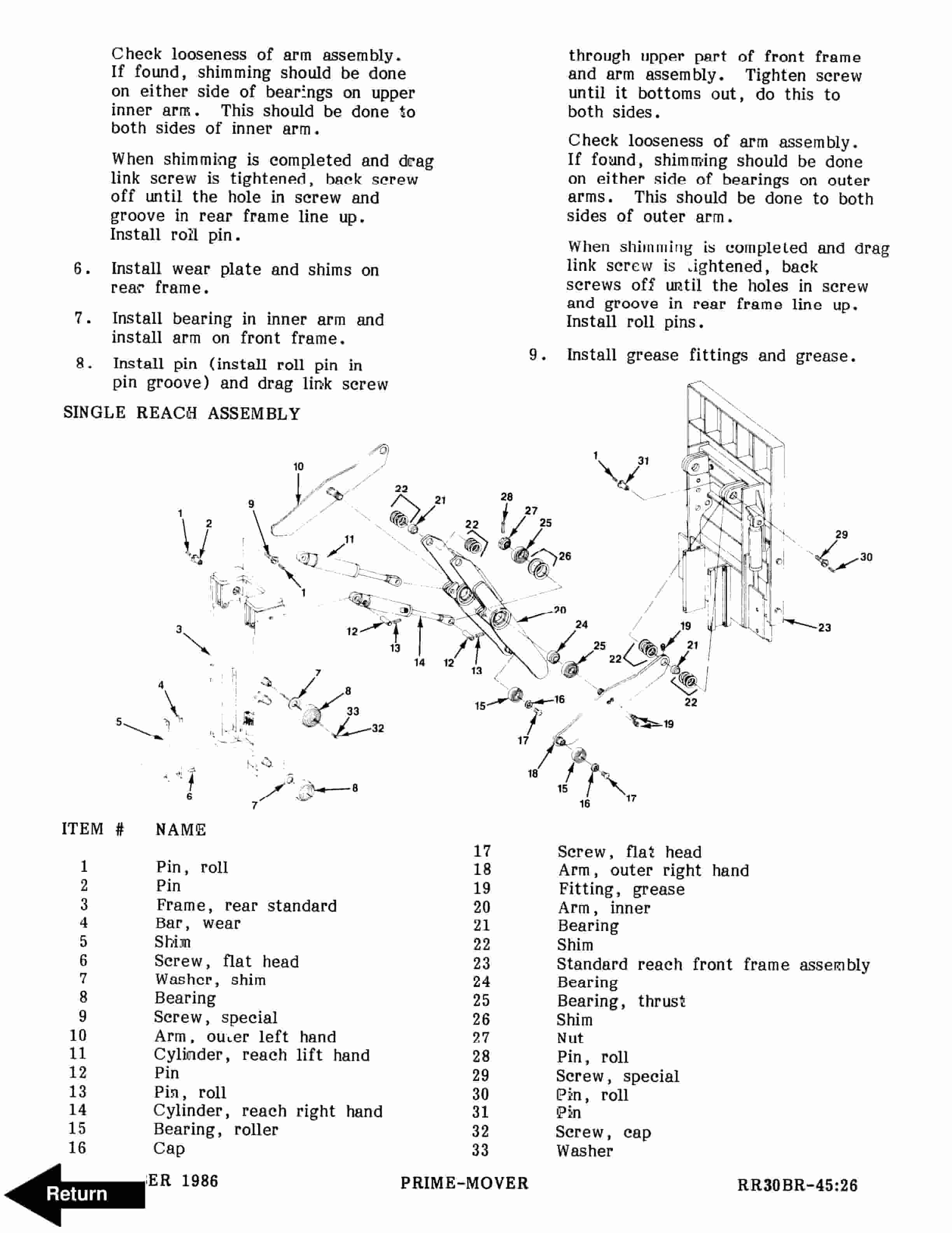 BT RR-30B Reach Truck Repair And Parts Manual 301077-000 5 BT RR-30B Reach Truck Repair And Parts Manual 301077-000 - Image 5