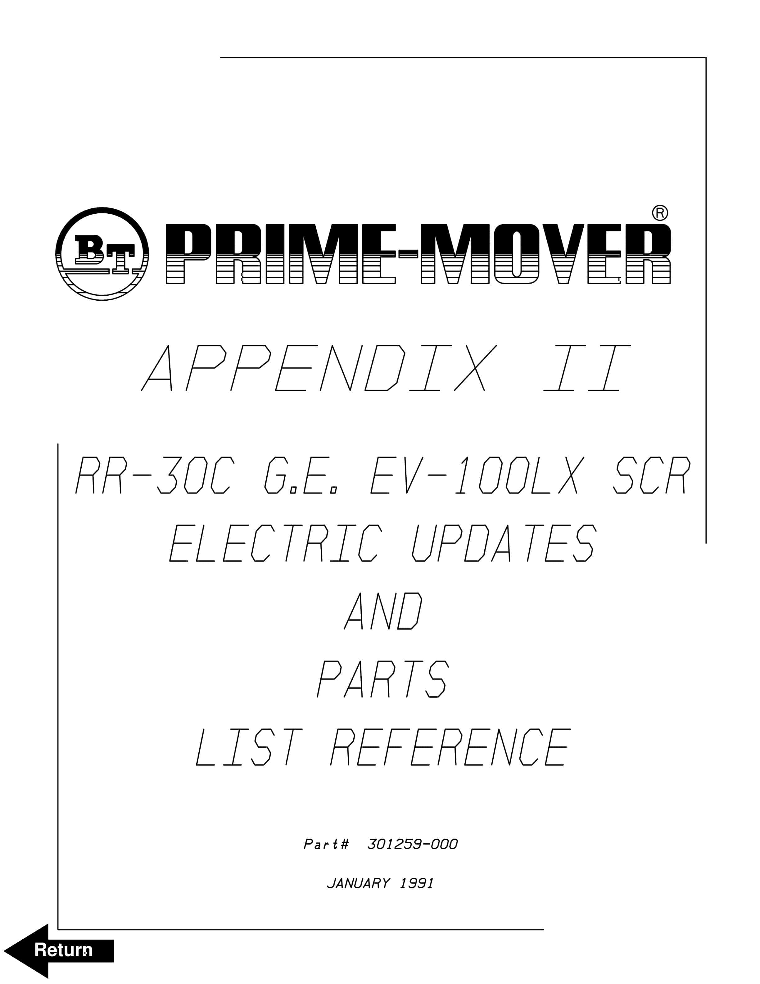 BT RR-30C G.E EV-100LX SCR Parts List Reference 301259-000 1 BT RR-30C G.E EV-100LX SCR Parts List Reference 301259-000