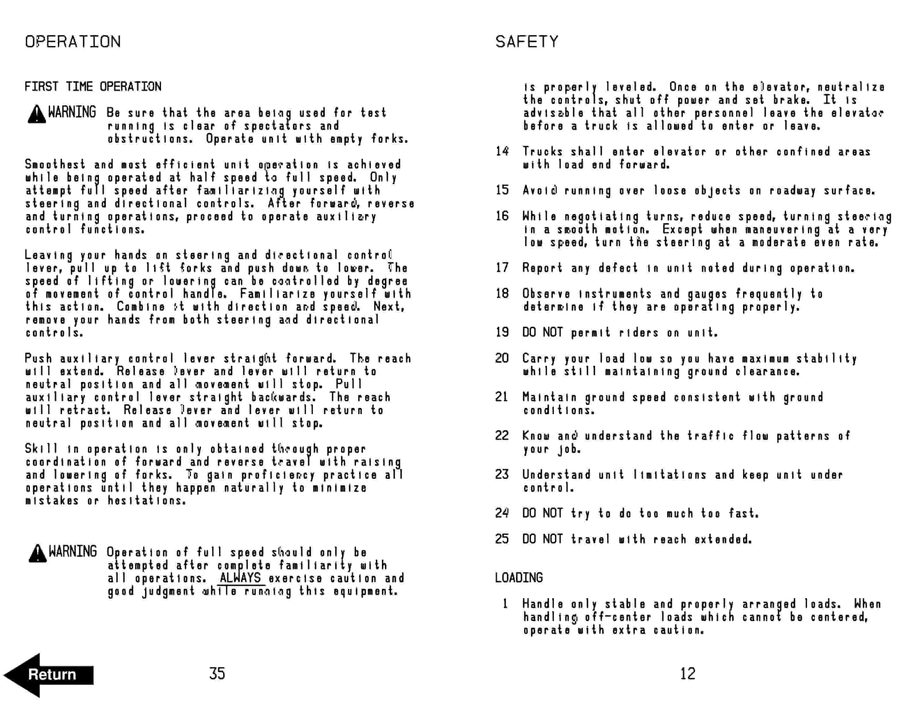 BT RR-30C Reach Truck Operator Manual 301034-000-2