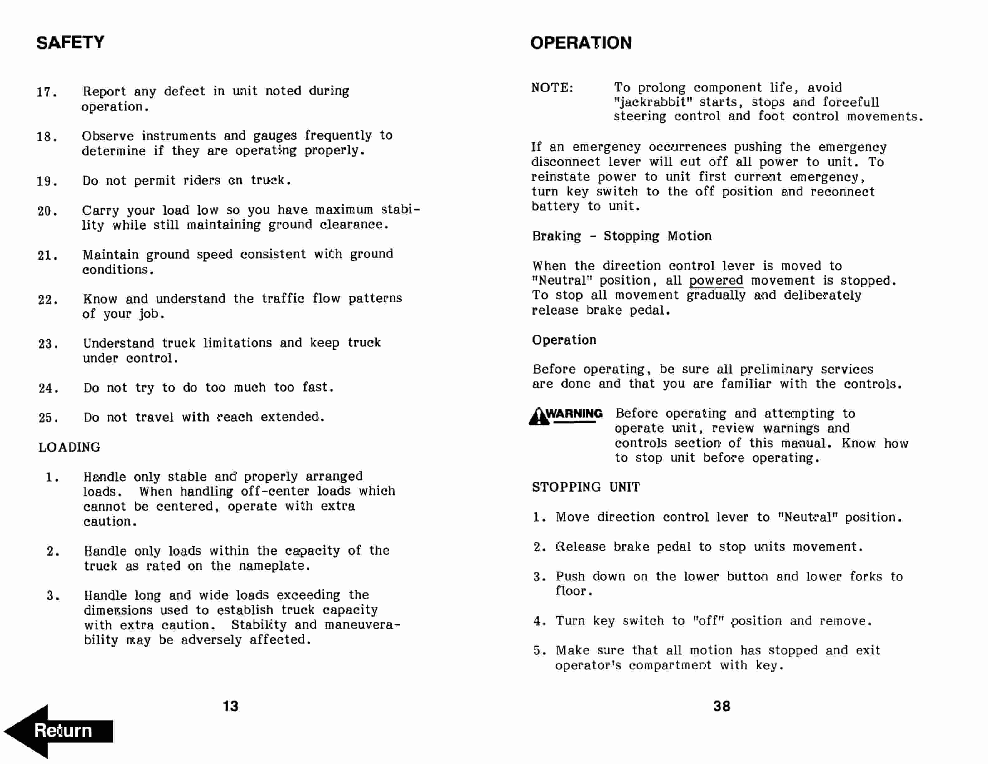 Alternative view of BT RR-40 Reach Truck Operator Manual 301080-001