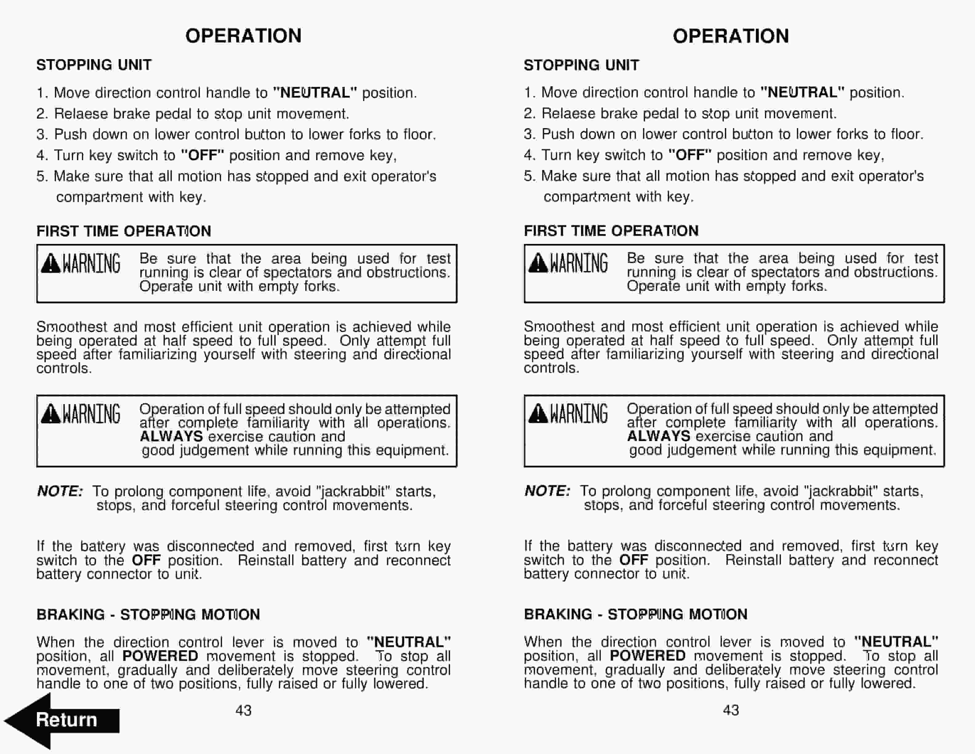 BT RR-45, RR-45Z Electric Reach Truck Operator Manual 41722-02 4 BT RR-45, RR-45Z Electric Reach Truck Operator Manual 41722-02 - Image 4