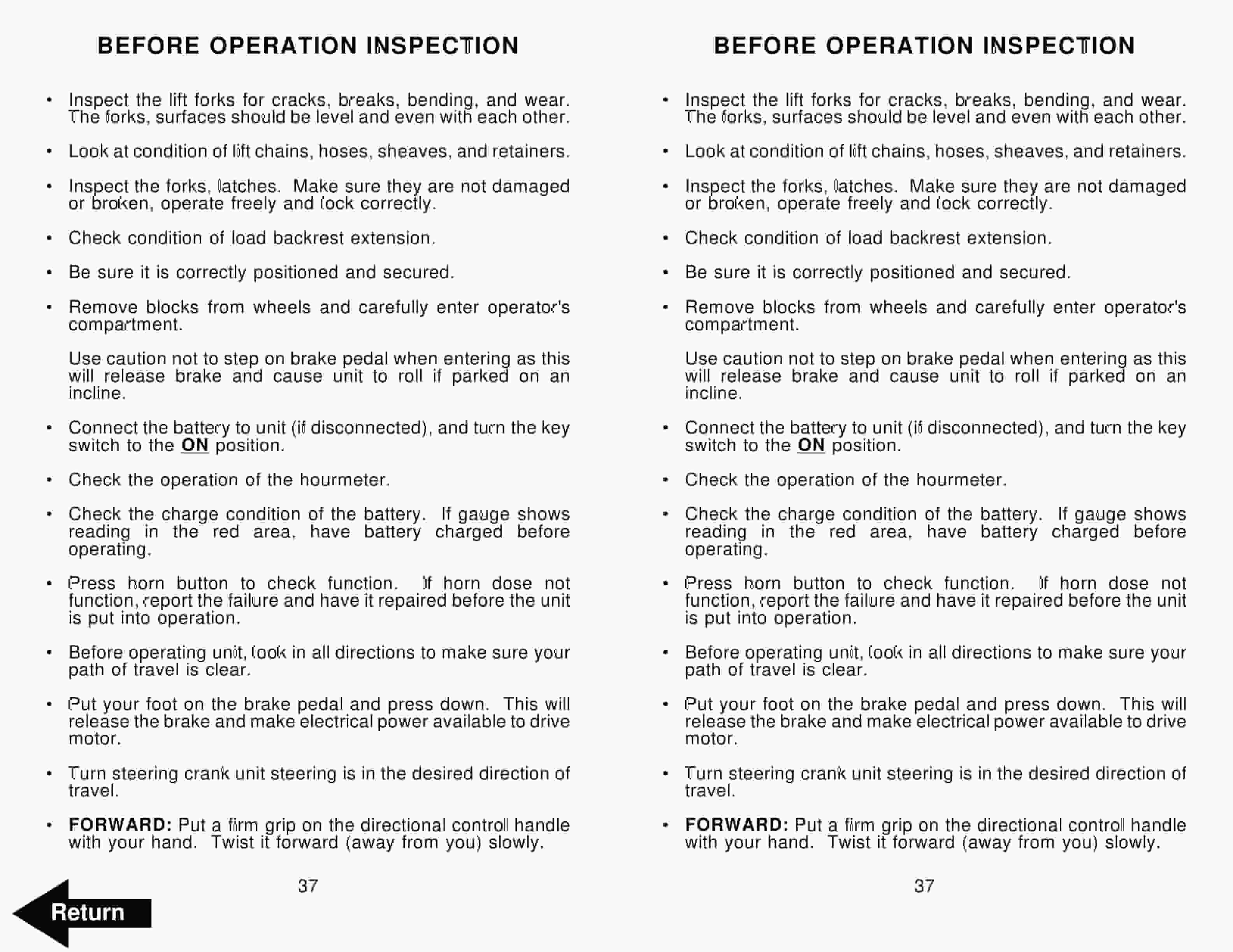 BT RR-45Z Electric Reach Truck Operator Manual 301363-000-3