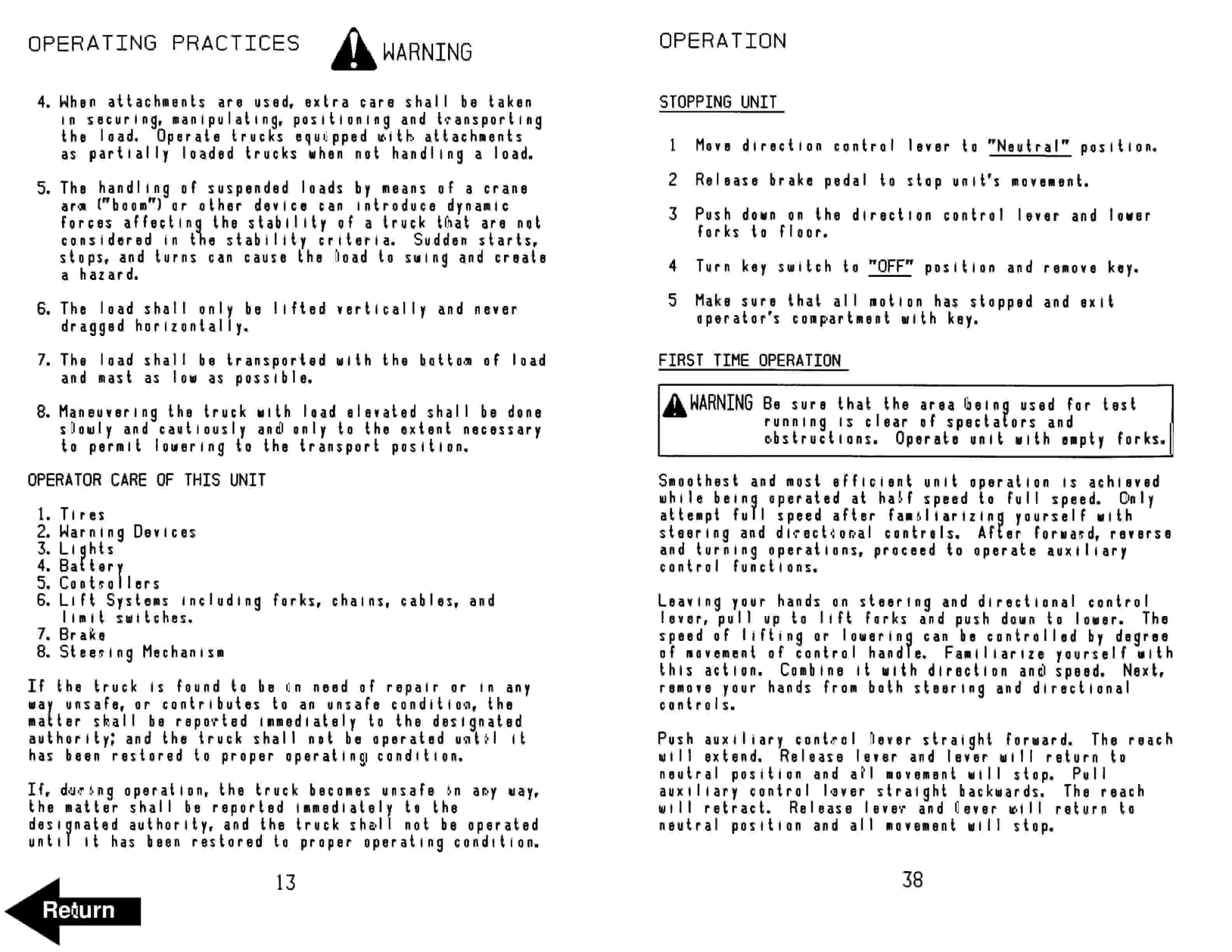 Alternative view of BT RR-45Z Reach Truck Operator Manual 301184-000