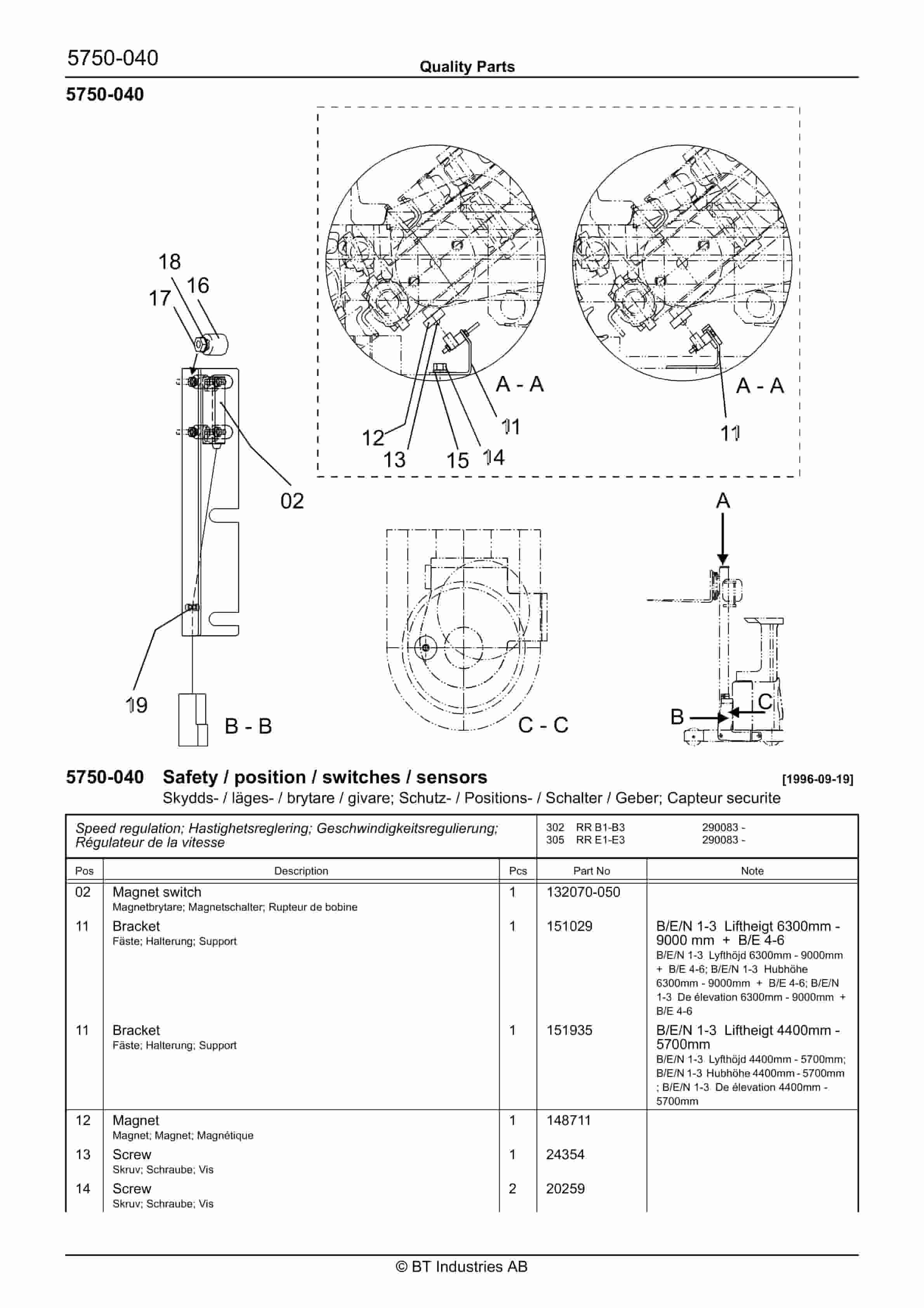 Alternative view of BT RR B1, RR B2, RR B3, RR E1, RR E2, RR E3(C)-14 Quality Parts 161844
