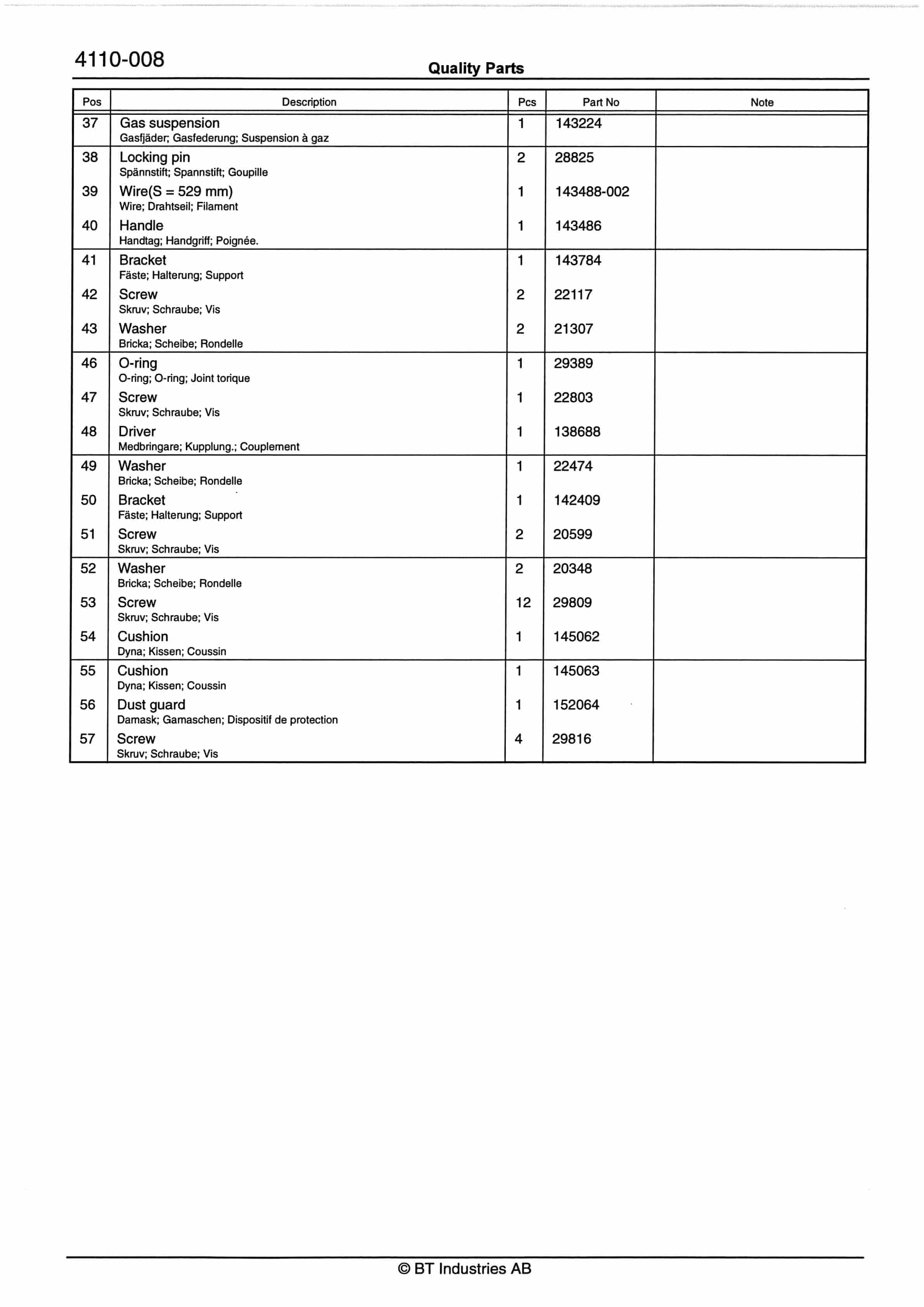 BT RR B2 Quality Parts 165696-2