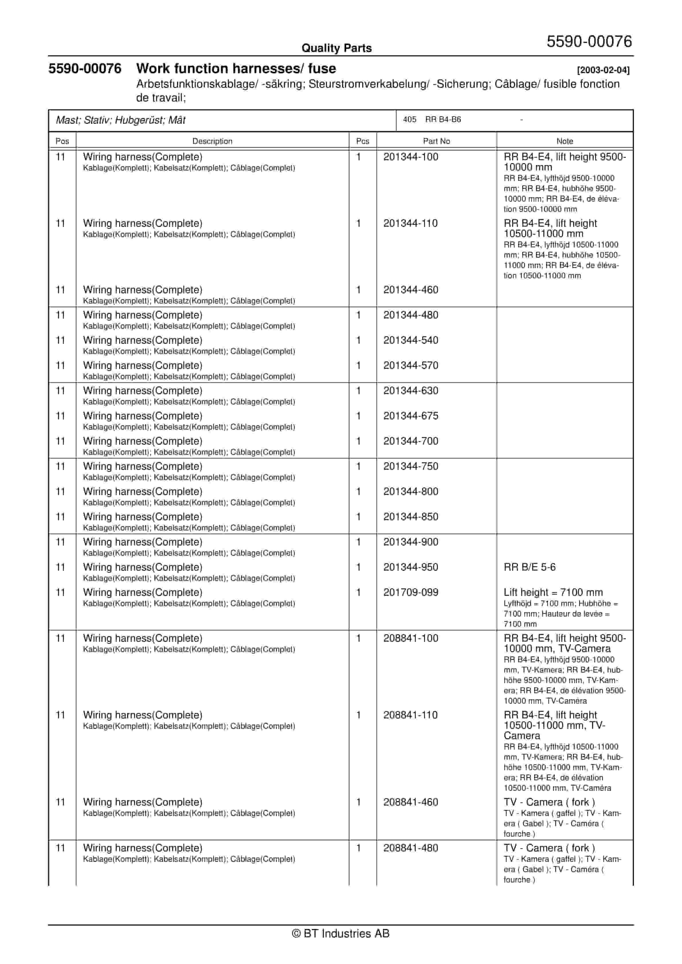 BT RR B4-B6 - OEA848769-xxx - C020531-4 Quality Parts 847547 2 BT RR B4-B6 - OEA848769-xxx - C020531-4 Quality Parts 847547 - Image 2