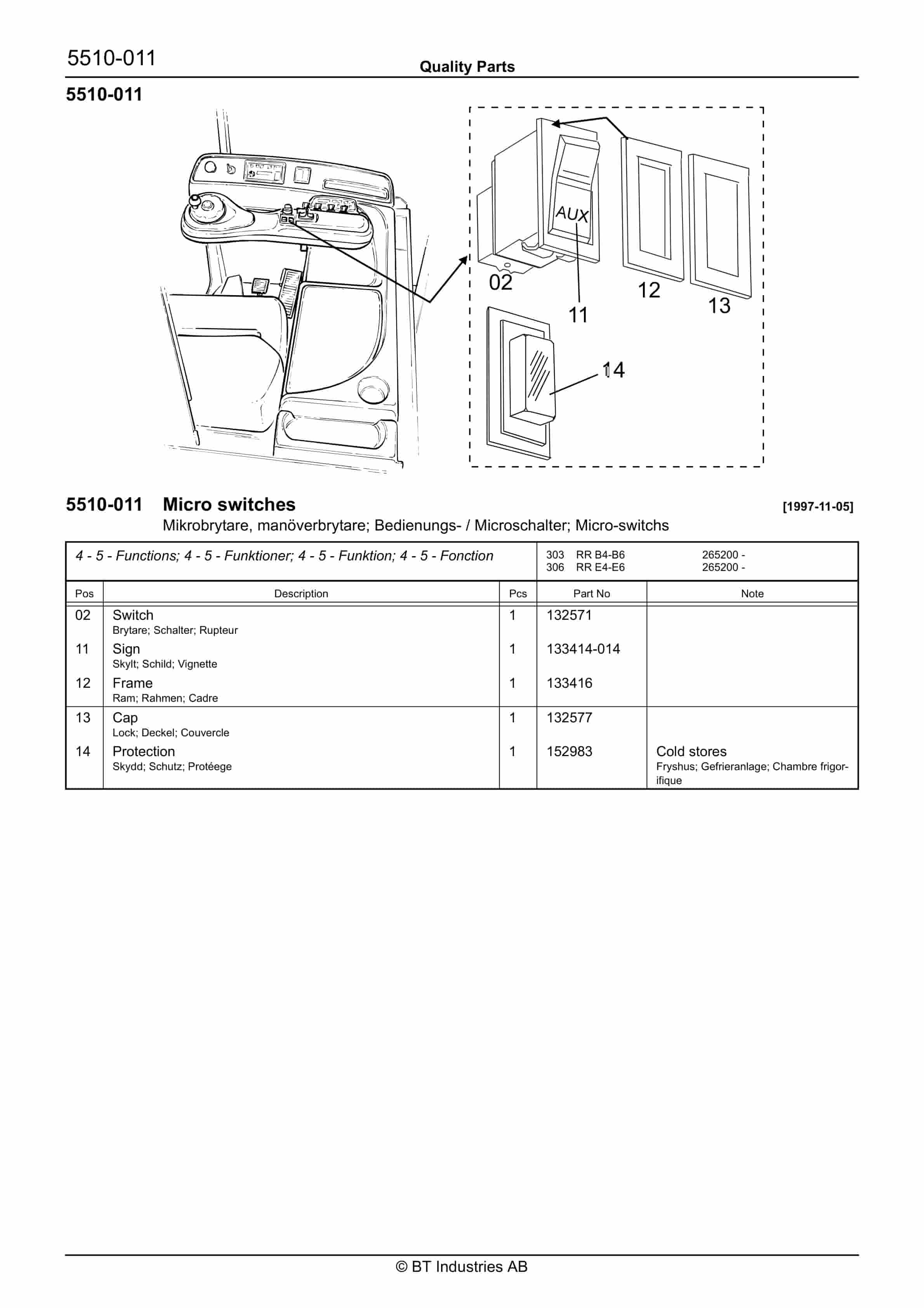 BT RR B5, RR B6, RR E5, RR E6(C)-14 Quality Parts 164955 2 BT RR B5, RR B6, RR E5, RR E6(C)-14 Quality Parts 164955 - Image 2