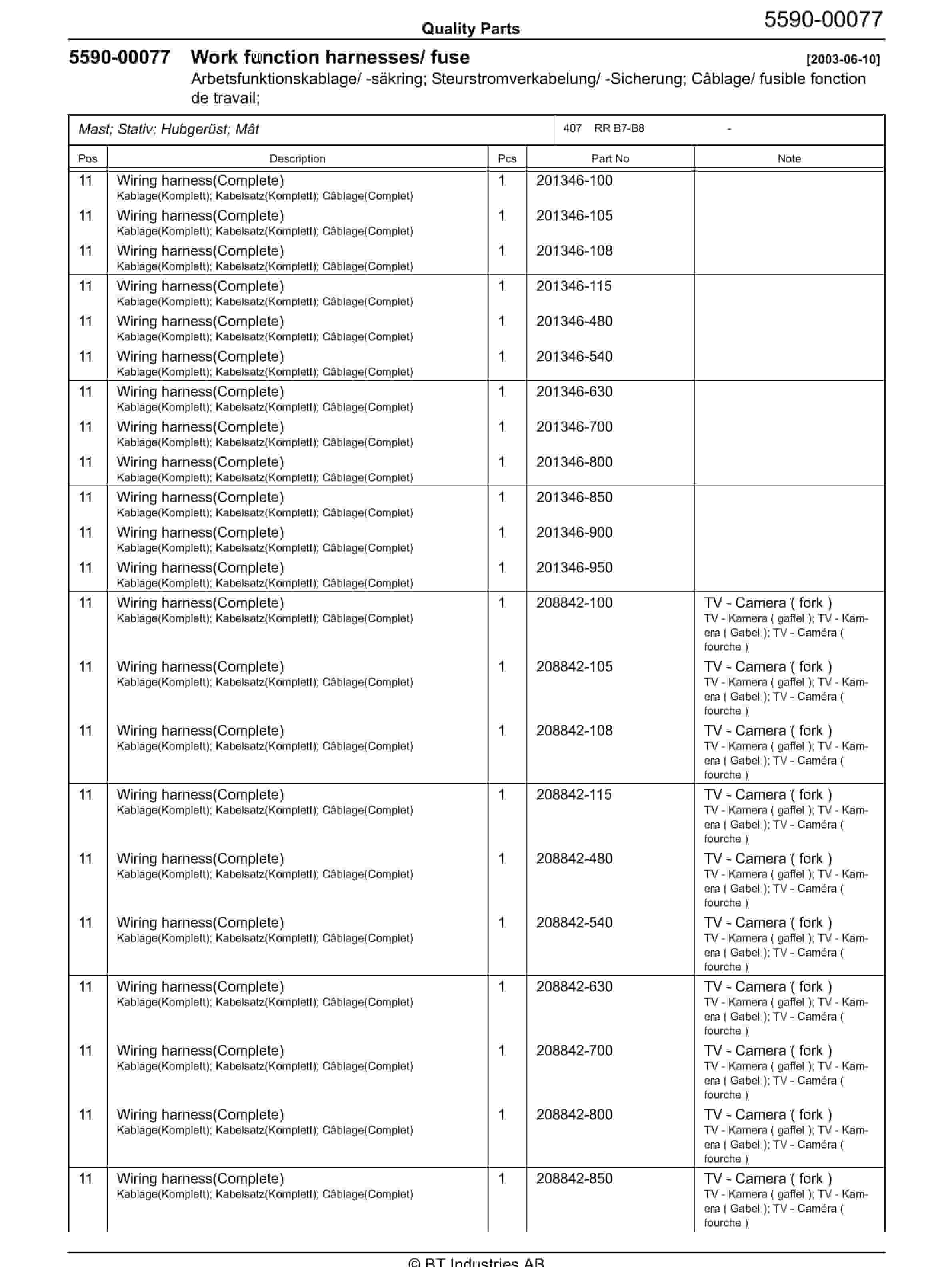 BT RR B7-B8 C030103-5 - C021011-0 - C030630-4 Quality Parts 847628 2 BT RR B7-B8 C030103-5 - C021011-0 - C030630-4 Quality Parts 847628 - Image 2