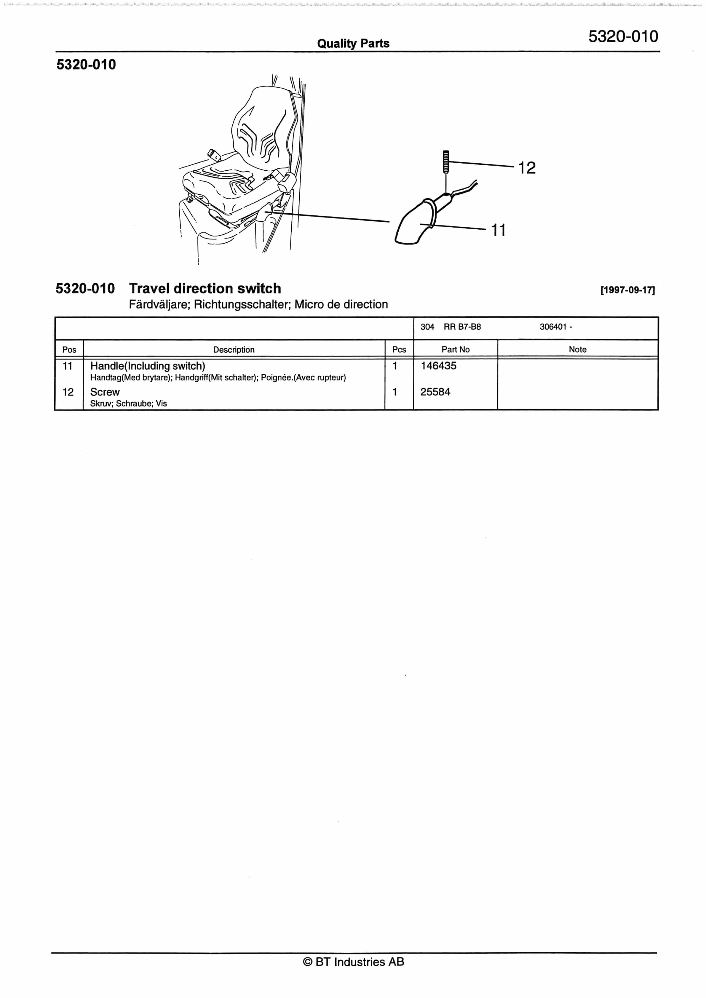 BT RR B7, RR B8, RR E7, RR E8(C)-14 Quality Parts 159585-2