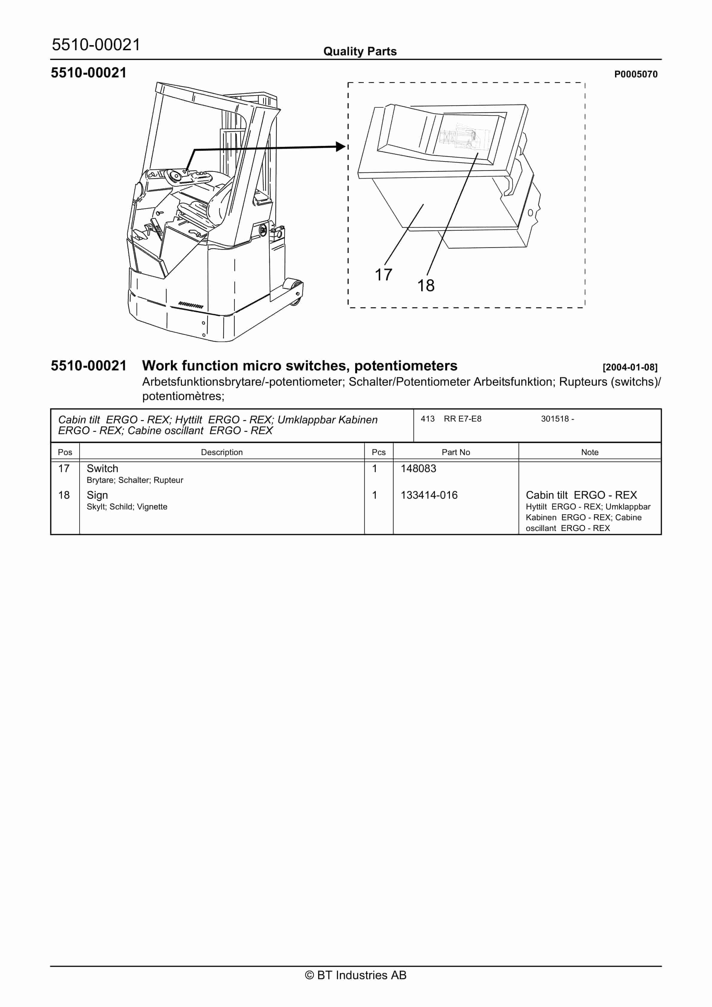 BT RR B7, RR B8, RR E7, RR E8(C), RR (AC)(ACi) Quality Parts 217071 2 BT RR B7, RR B8, RR E7, RR E8(C), RR (AC)(ACi) Quality Parts 217071 - Image 2