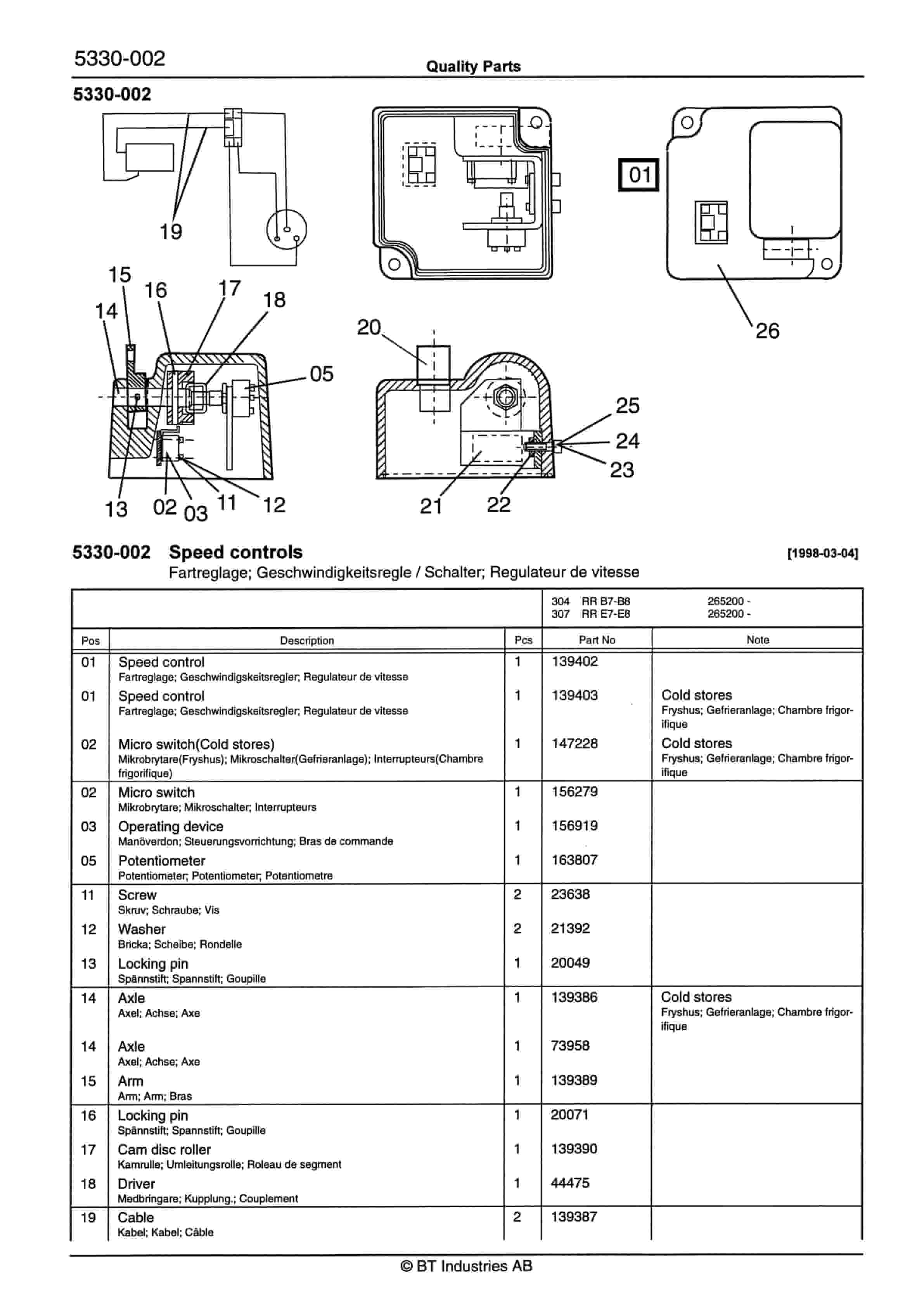 BT RR E7C-14 Quality Parts 166310 2 BT RR E7C-14 Quality Parts 166310-2