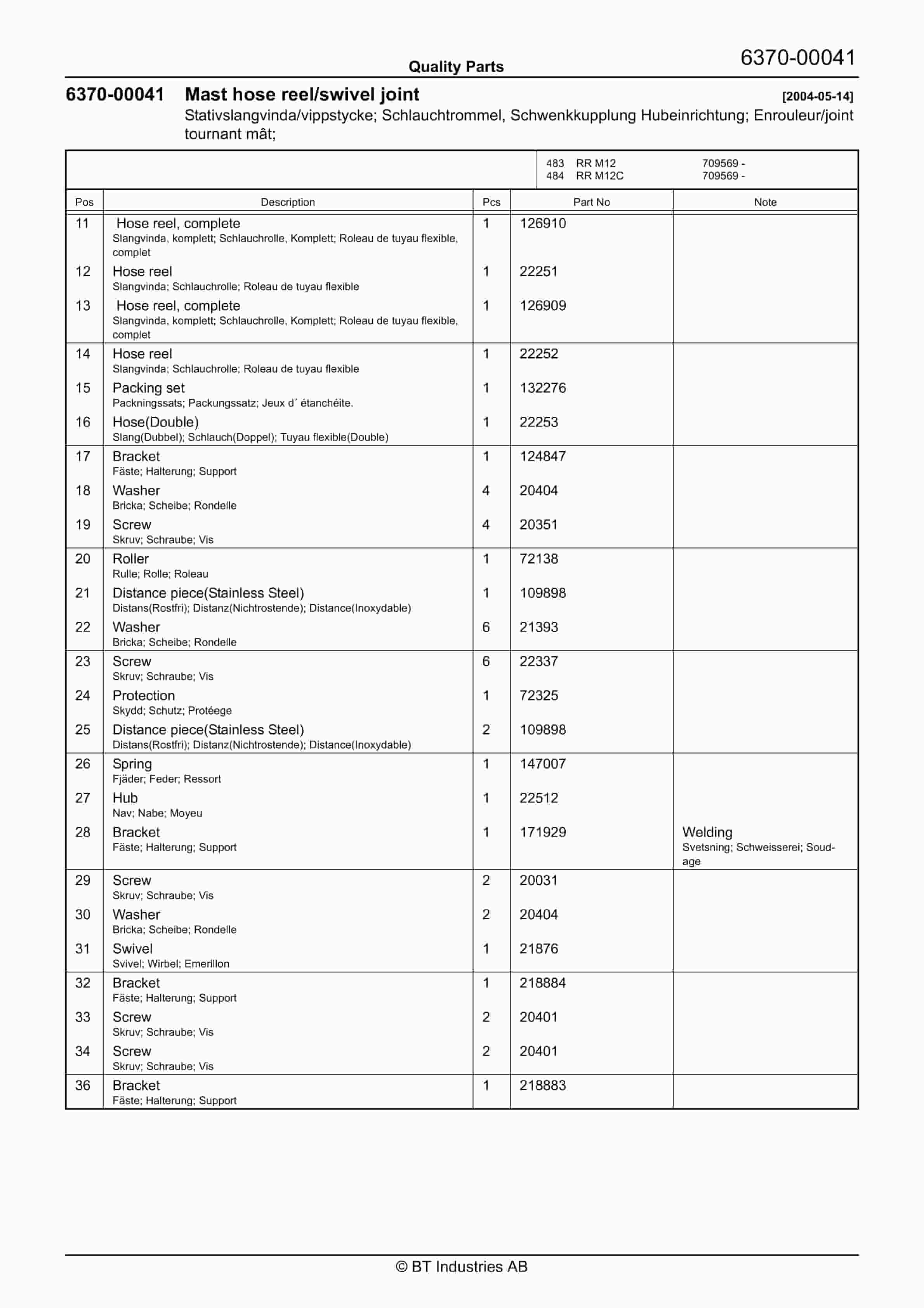 BT RR M12, RR M12C Quality Parts 218897 4 BT RR M12, RR M12C Quality Parts 218897 - Image 4