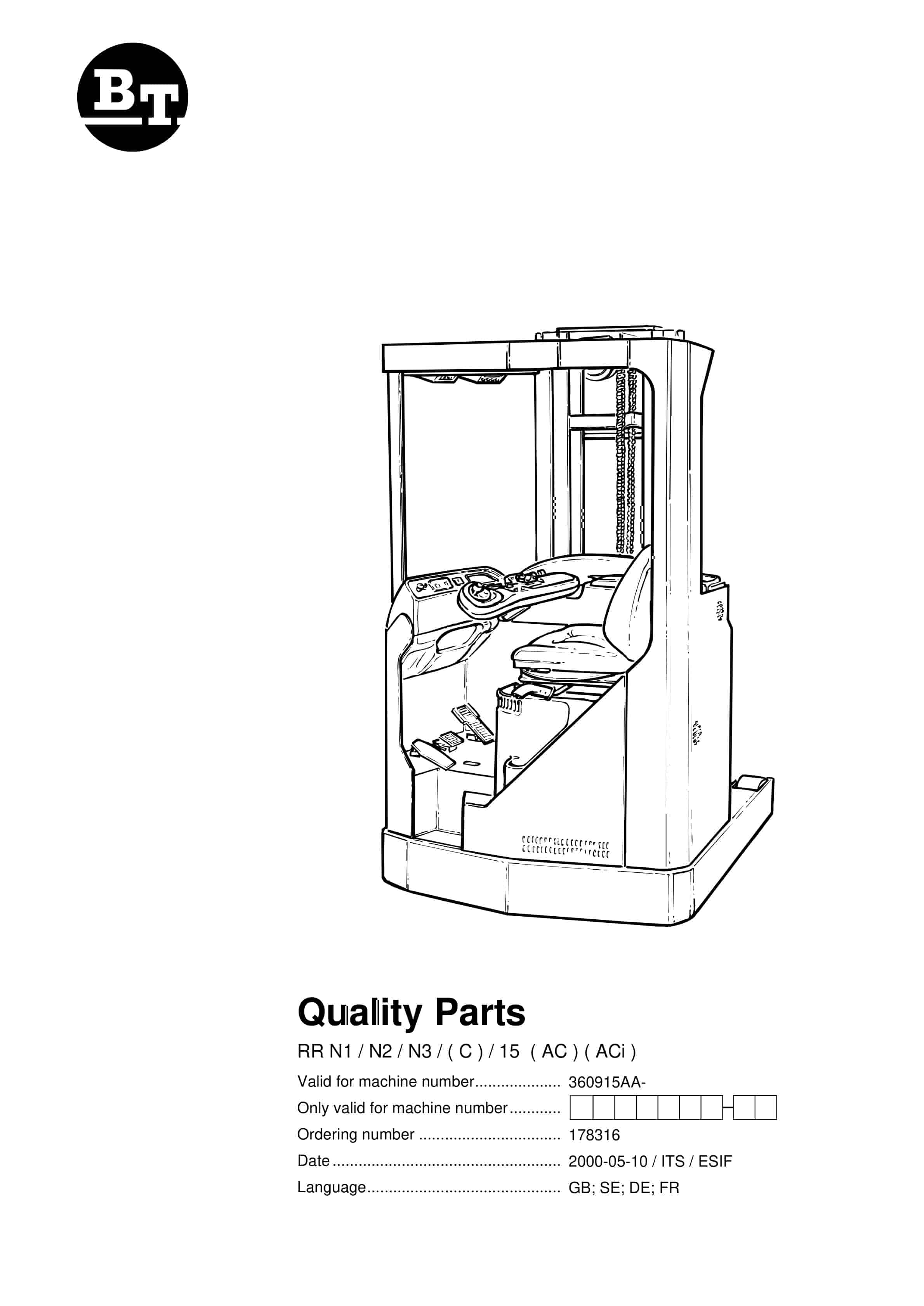 BT RR N1, RR N2, RR N3(C)-15(AC)(ACi) Quality Parts 178316 1 BT RR N1, RR N2, RR N3(C)-15(AC)(ACi) Quality Parts 178316