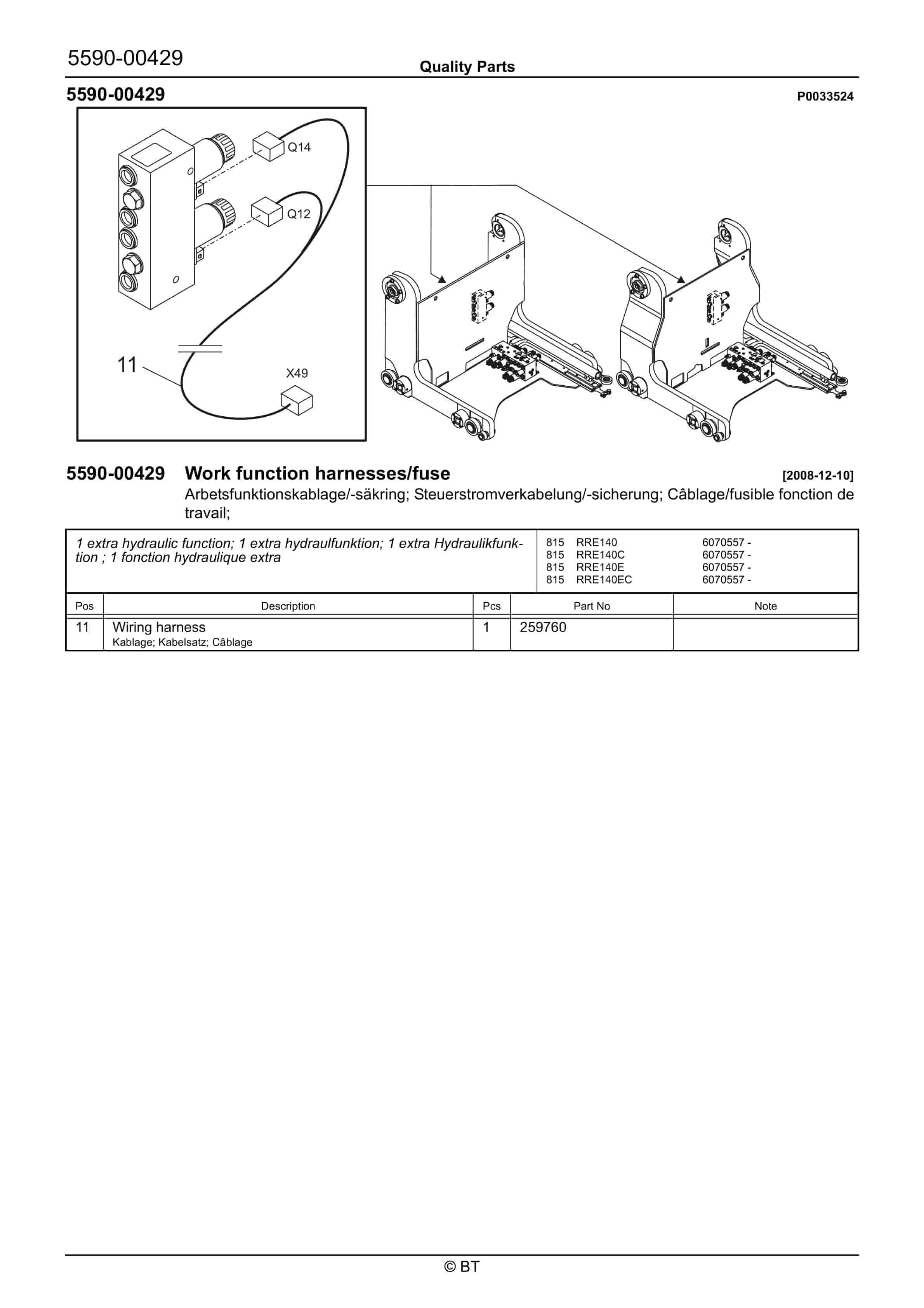 BT RRE140, RRE140C, RRE140E, RRE140EC Quality Parts 7503868 2 BT RRE140, RRE140C, RRE140E, RRE140EC Quality Parts 7503868 - Image 2