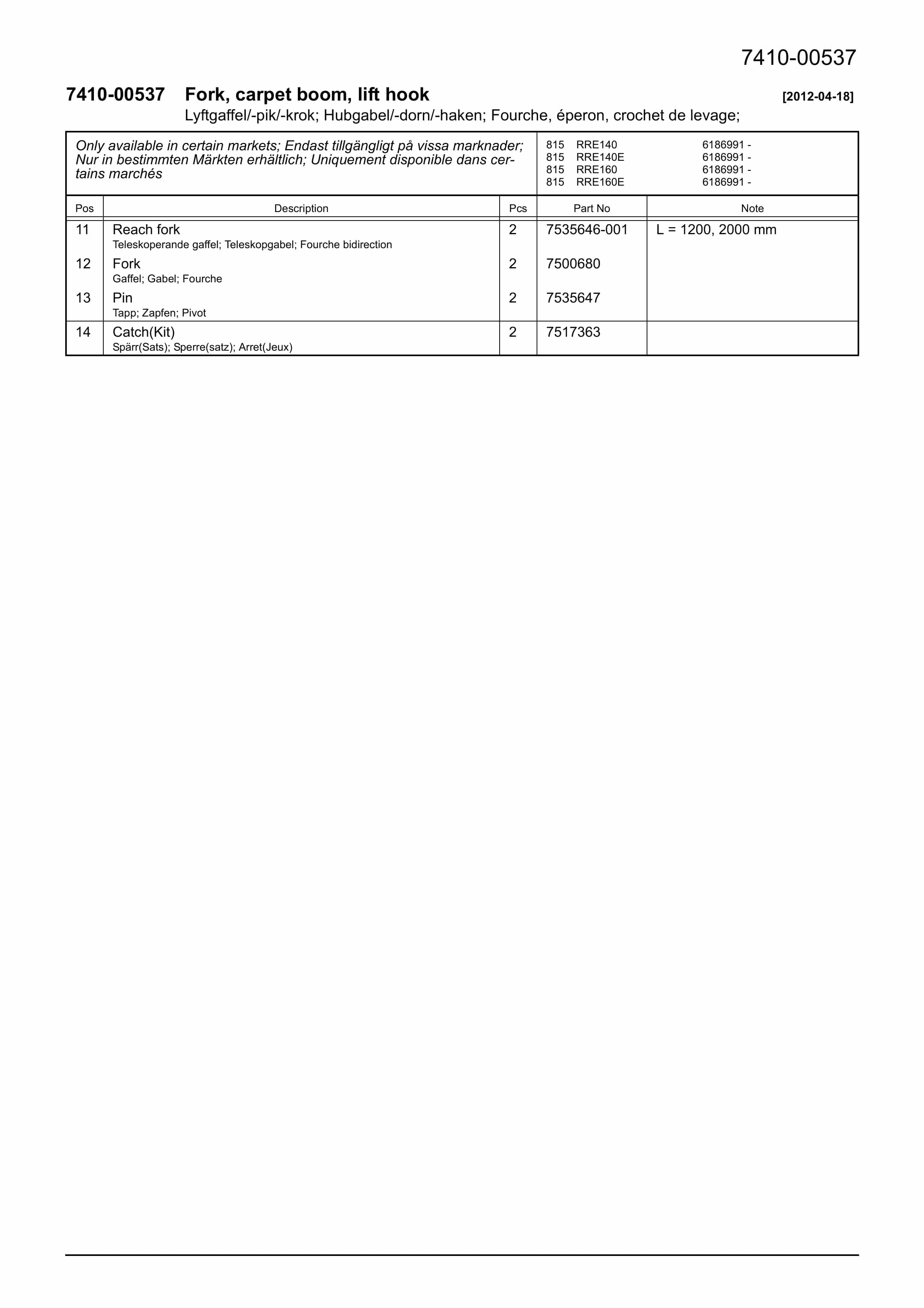 BT RRE140, RRE140C, RRE140E, RRE140EC, RRE160, RRE160C, RRE160E, RRE160EC Quality Parts 7592949-5