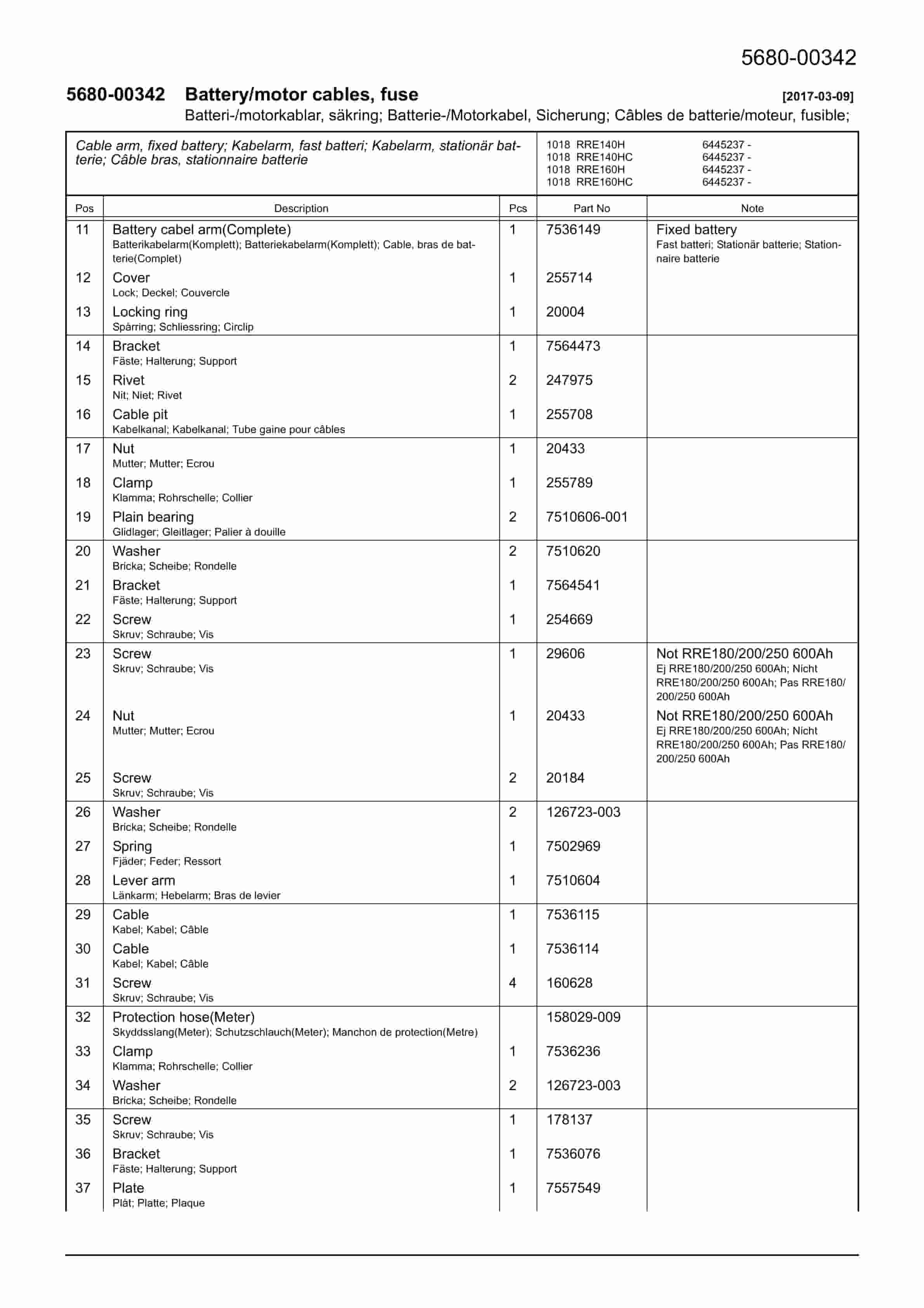 Alternative view of BT RRE140H, RRE140HC, RRE140HE, RRE140HEC, RRE160H, RRE160HC, RRE160HE, RRE160HEC Quality Parts 7601419