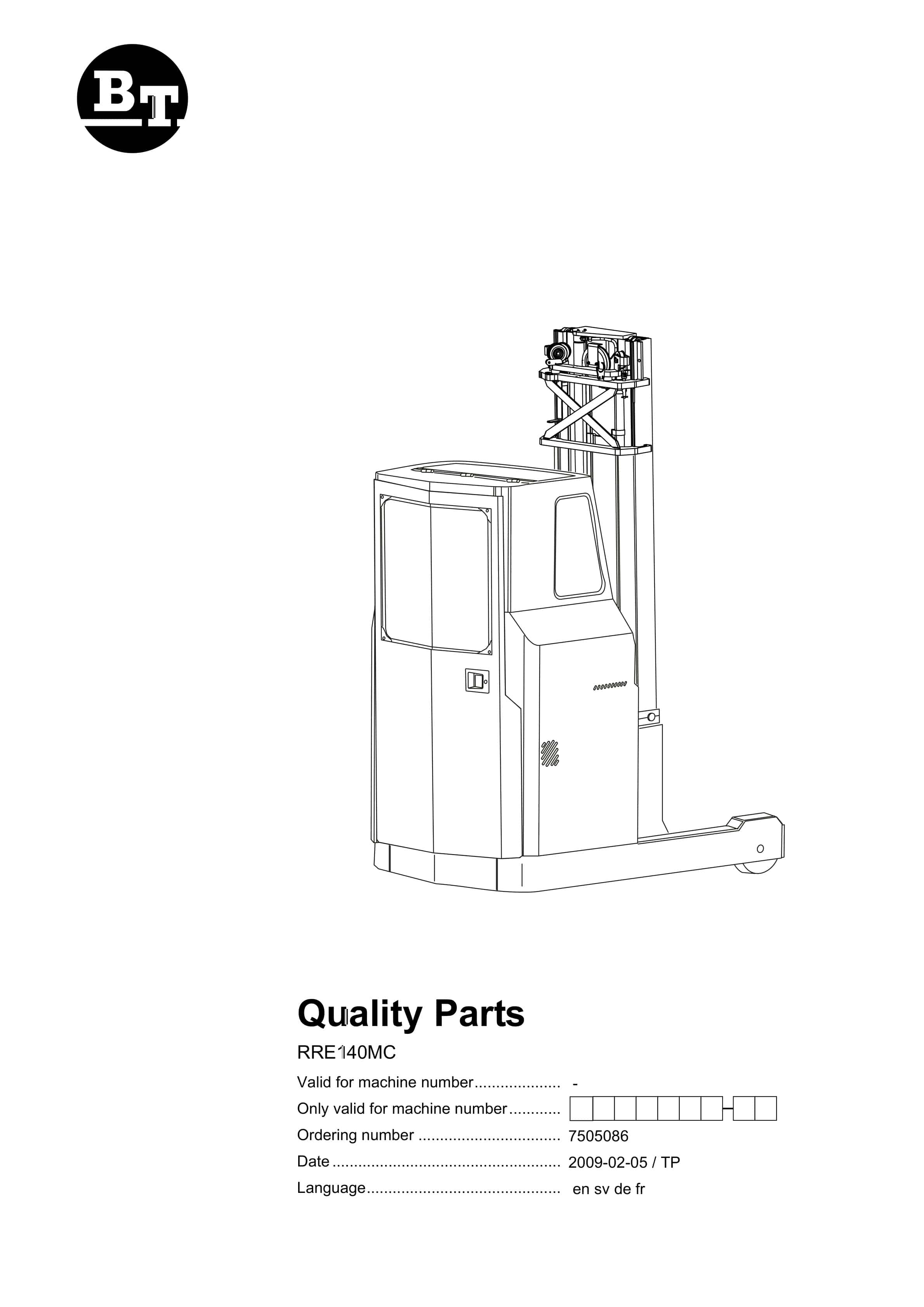 BT RRE140MC Quality Parts 7505086
