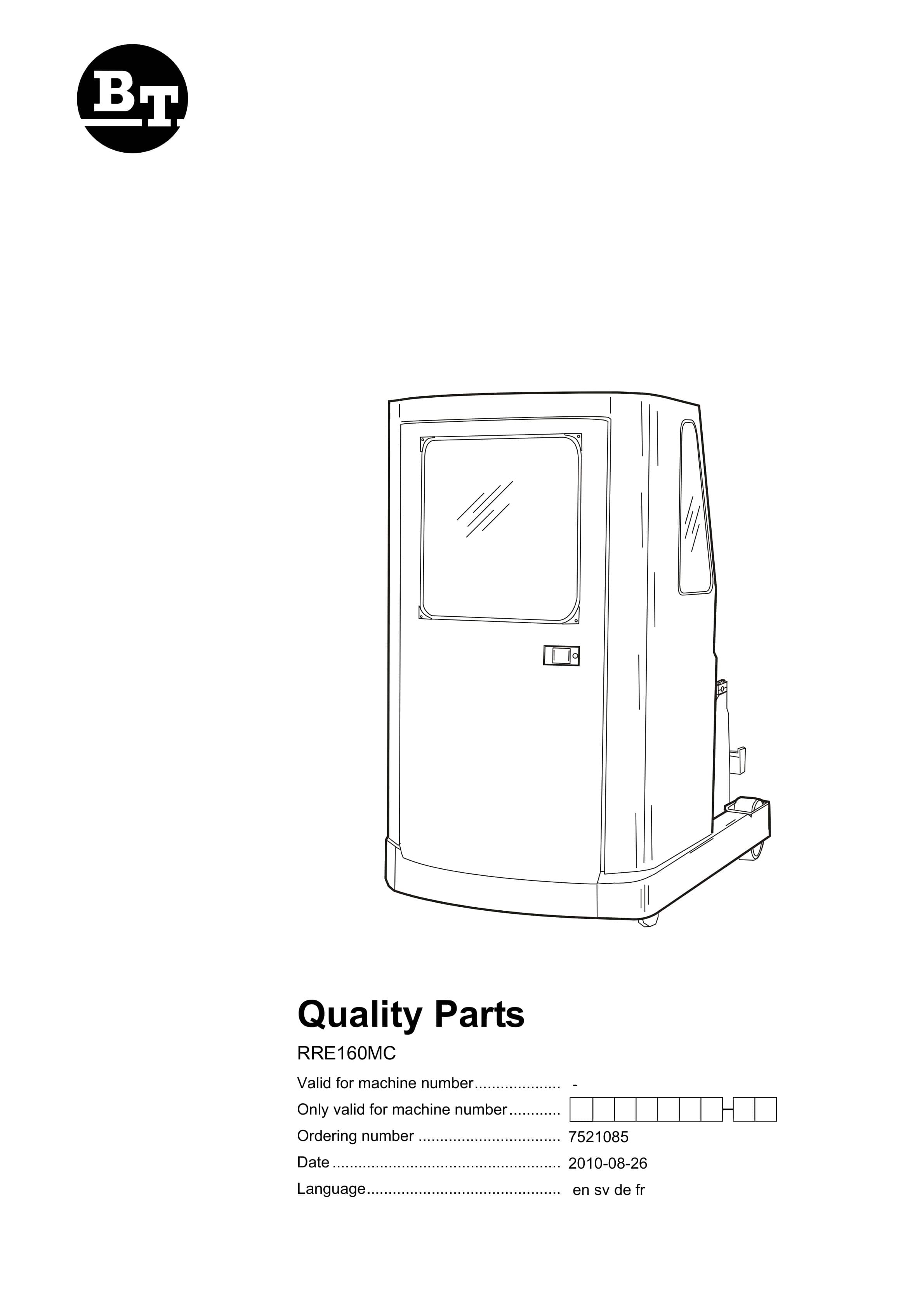 BT RRE160MC Quality Parts 7521085 1 BT RRE160MC Quality Parts 7521085