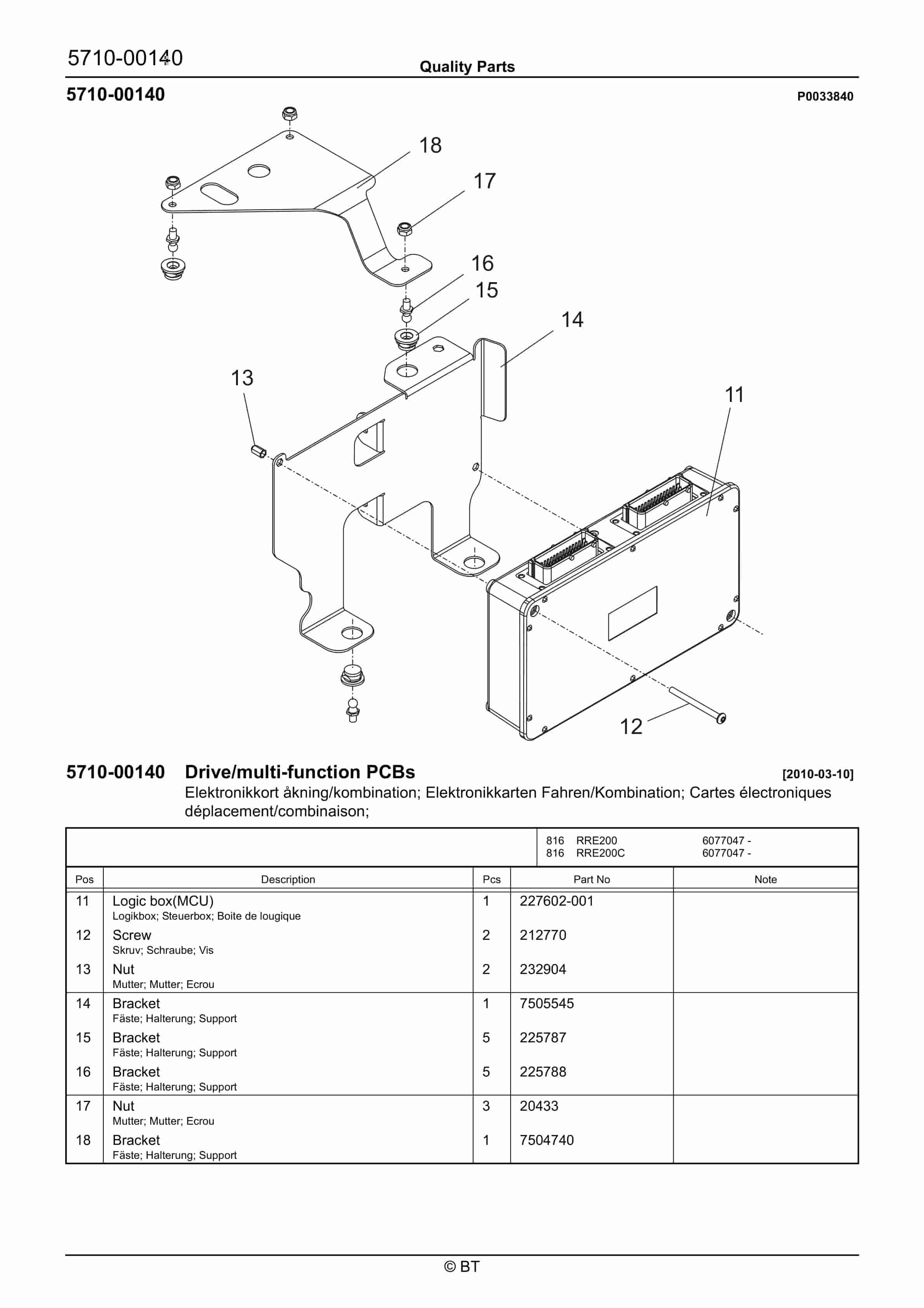 BT RRE200, RRE200C, RRE200E, RRE200EC Quality Parts 7523041 2 BT RRE200, RRE200C, RRE200E, RRE200EC Quality Parts 7523041 - Image 2