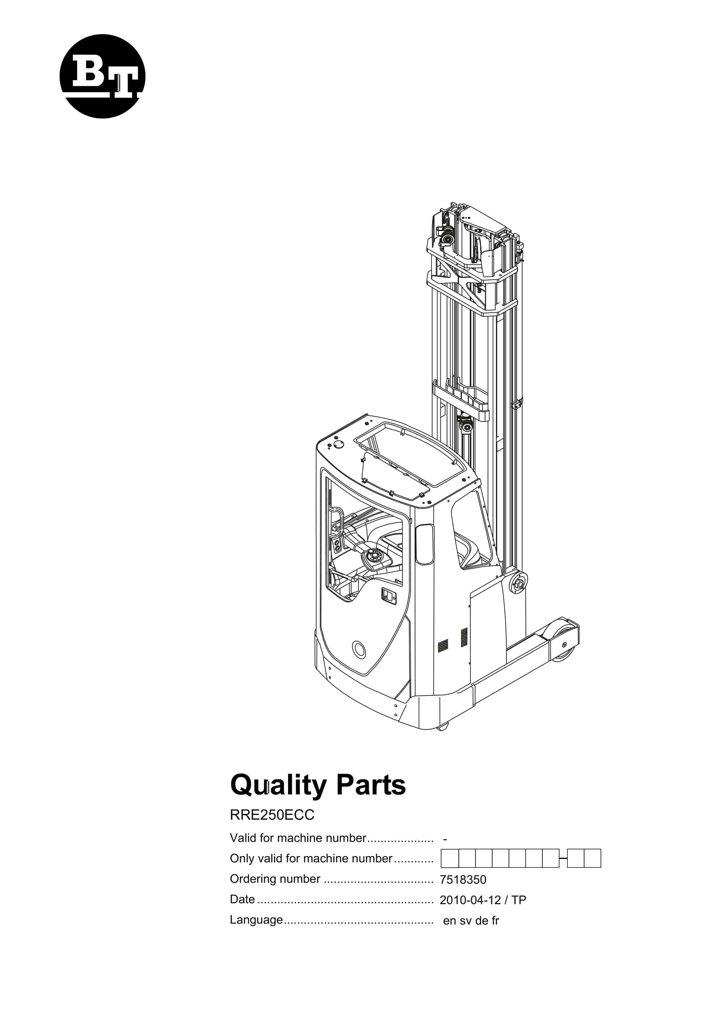 BT RRE250ECC Quality Parts 7518350 1 BT RRE250ECC Quality Parts 7518350