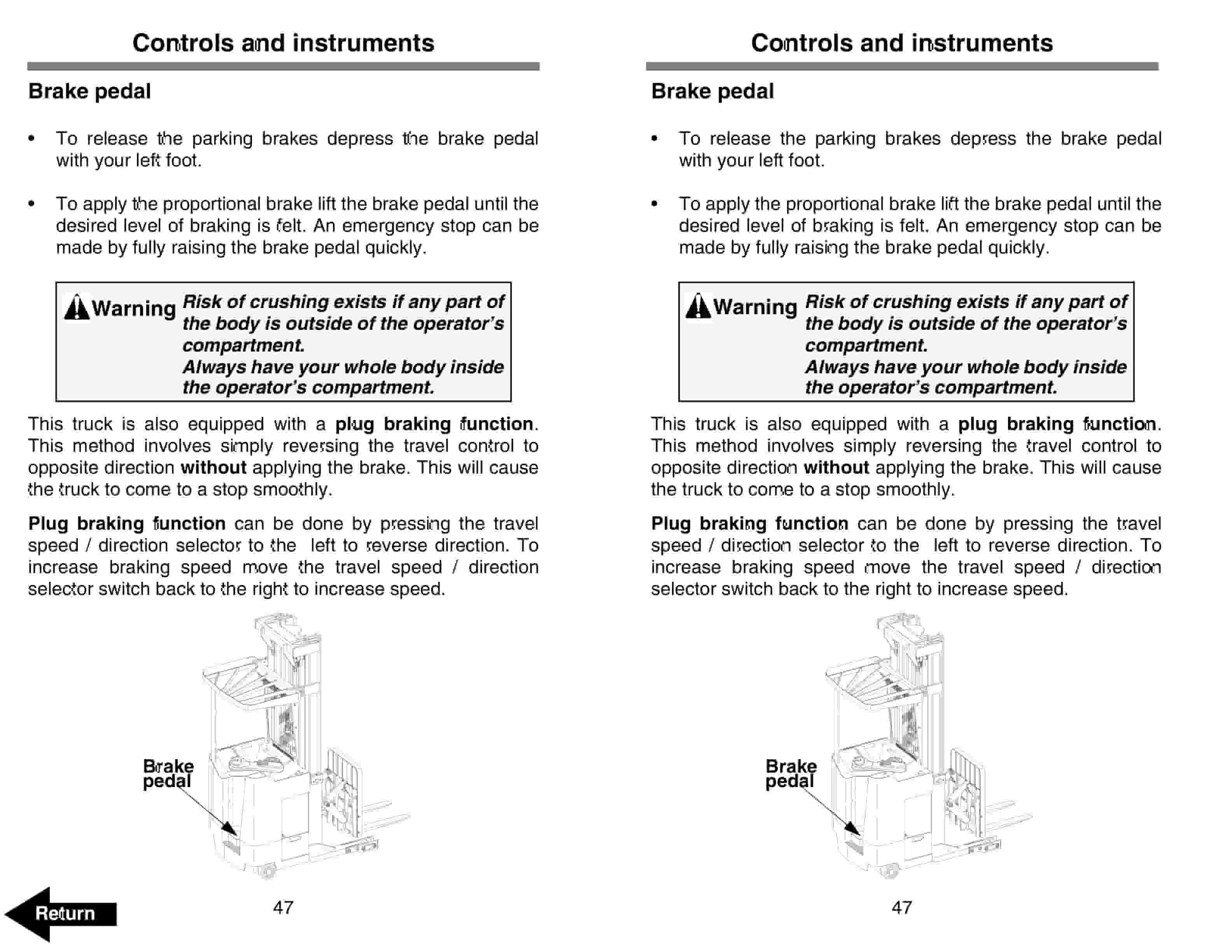 Alternative view of BT RRX35, RRX45, RDX30, RSX40, RSX50 Electric Stand-Up Rider Truck Operator Manual 306754-000