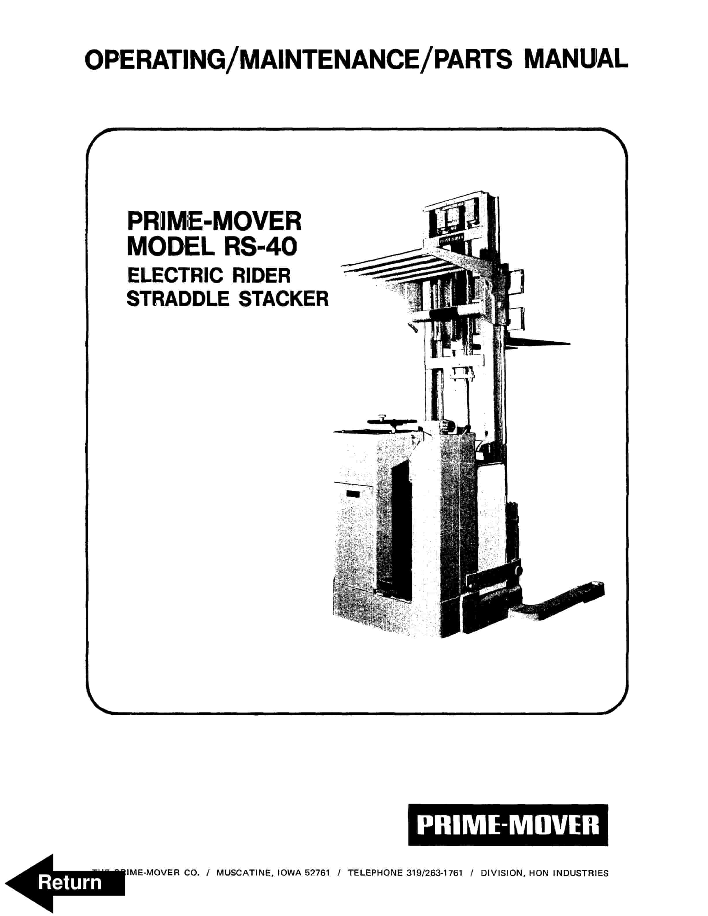 BT RS-40 Electric Rider Straddle Stacker Operating - Maintenance - Parts Manual 310680-000 1 BT RS-40 Electric Rider Straddle Stacker Operating - Maintenance - Parts Manual 310680-000