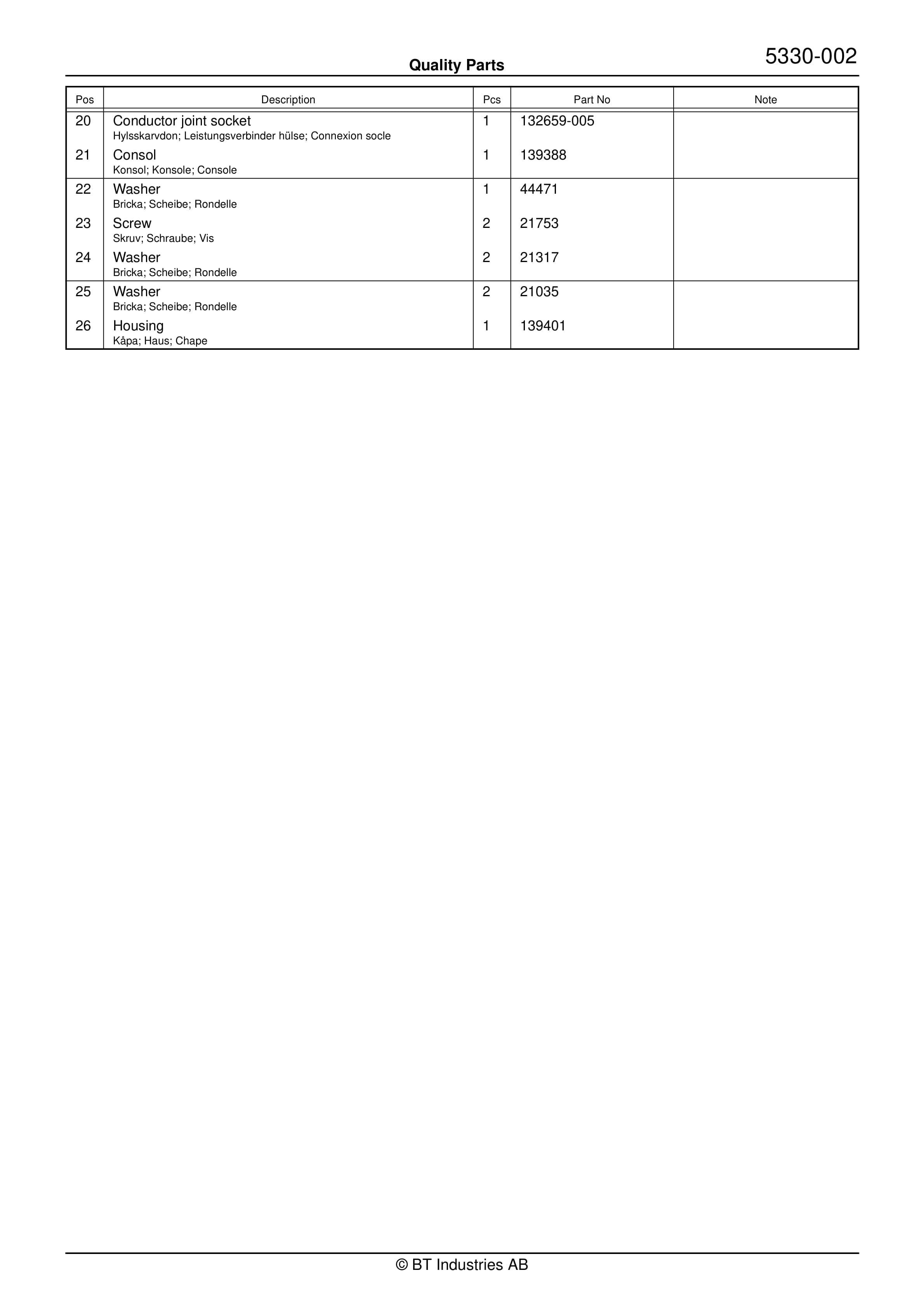 BT RSL 2000 SE Quality Parts 139329 4 BT RSL 2000 SE Quality Parts 139329 - Image 4