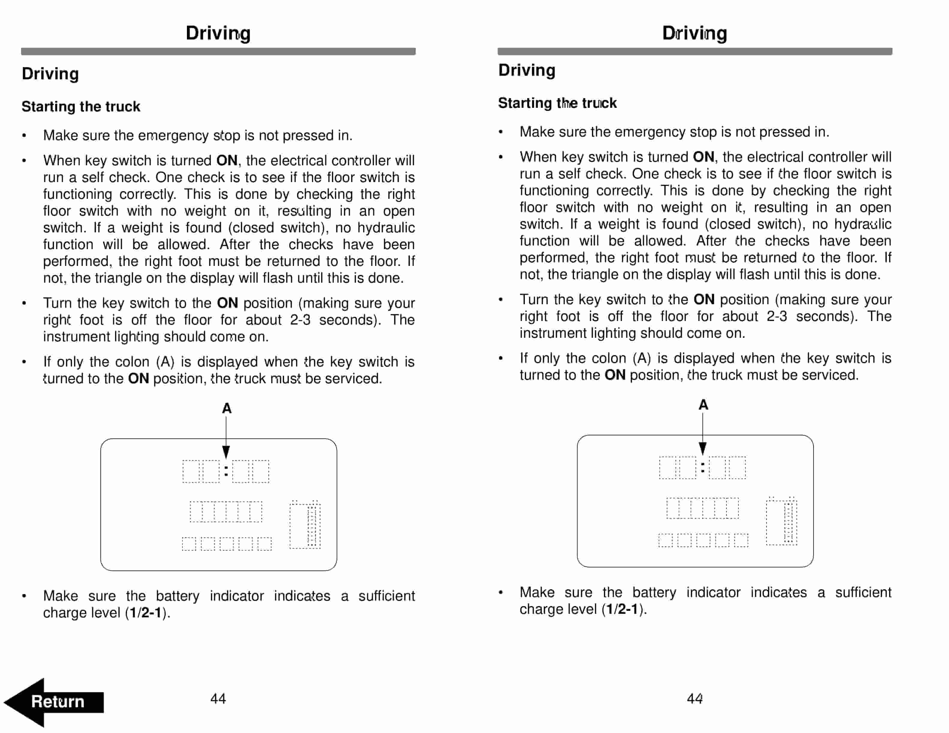 Alternative view of BT RTX35, RTX45 Electric Stand-Up Rider Truck Operator Manual 310426-000
