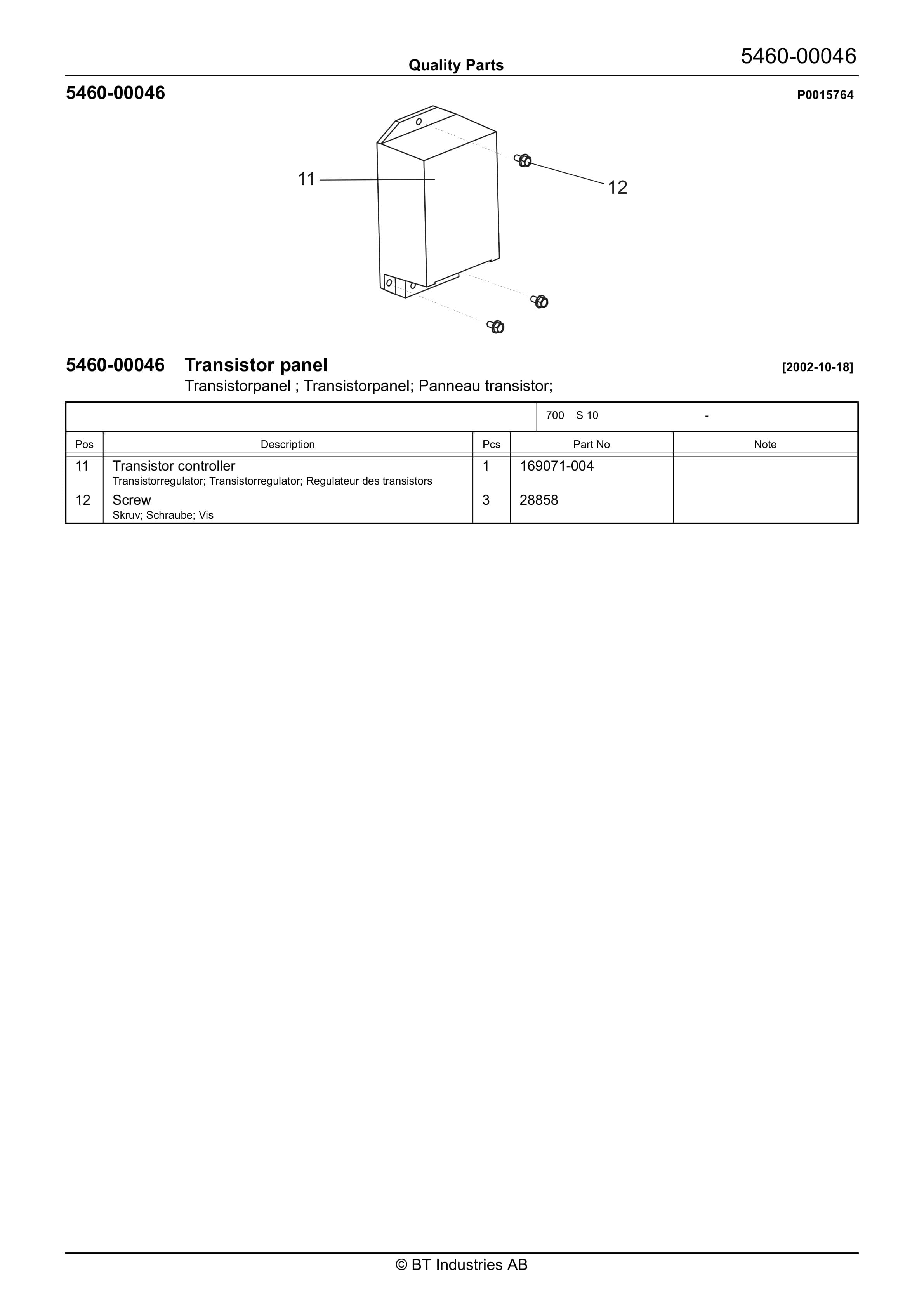 BT S 10 - C020226-4 Quality Parts 847595 3 BT S 10 - C020226-4 Quality Parts 847595 - Image 3